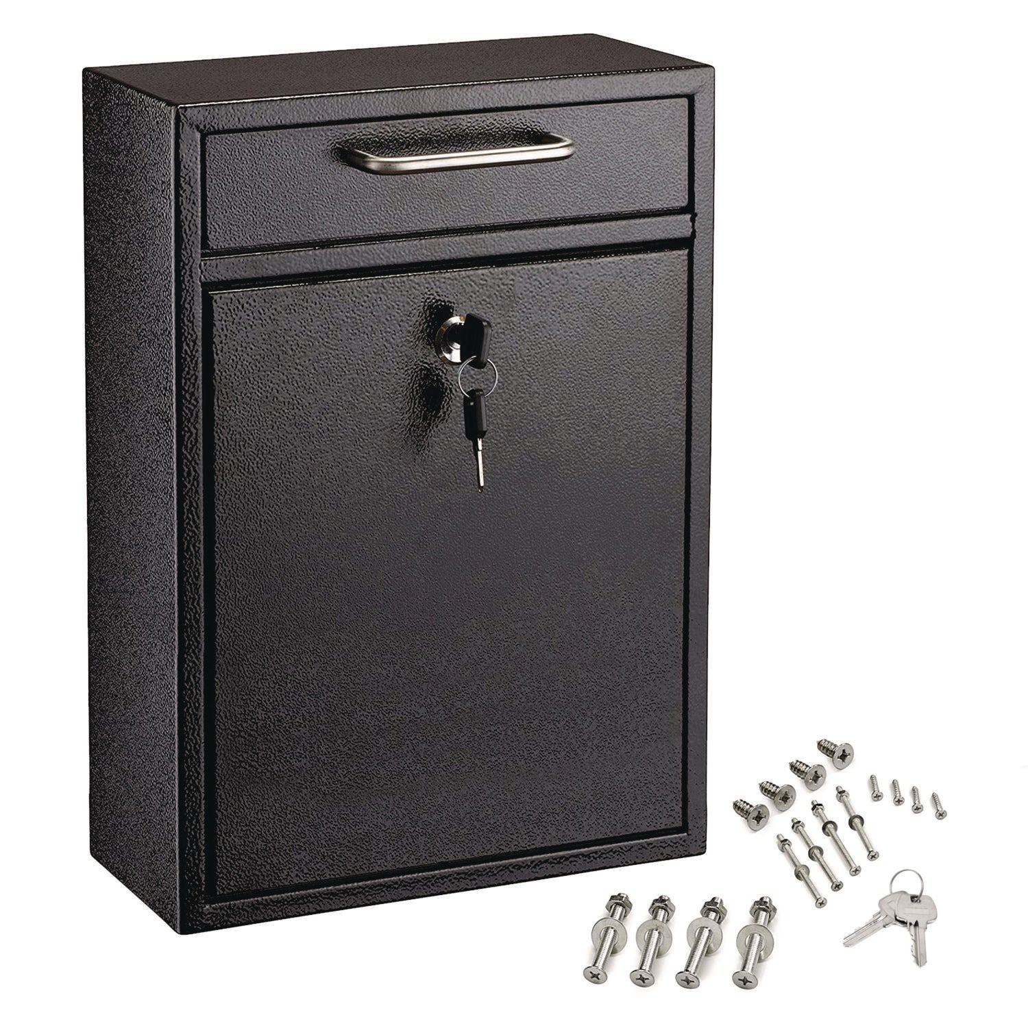 AdirOffice Large Ultimate Secure Drop Box Wall Mounted Mail Box, 11.2 x 4.7 x 16.2, Black