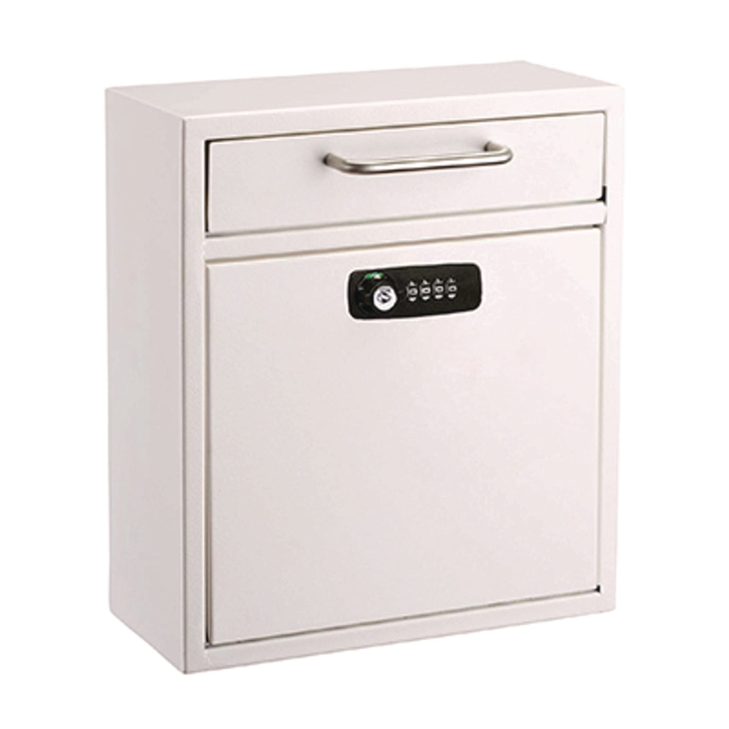 AdirOffice Medium Secure Drop Box Wall Mounted Locking Mail Box with Key and Combination Lock, 10.51 x 4.72 x 12, White