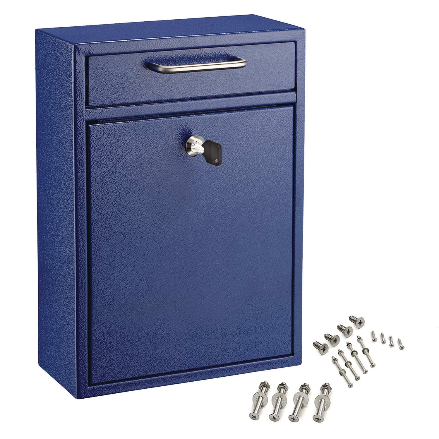 AdirOffice Large Ultimate Secure Drop Box Wall Mounted Mail Box, 11.2 x 4.7 x 16.2, Blue
