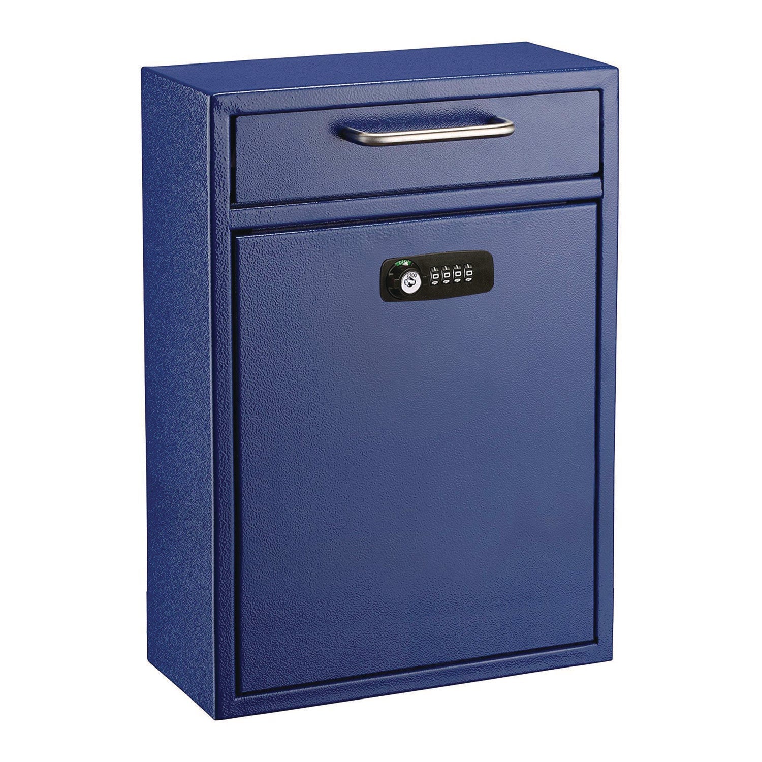 AdirOffice Large Secure Drop Box Wall Mounted Locking Mail Box with Key and Combination lock, 11.2 x 4.7 x 16.2, Blue