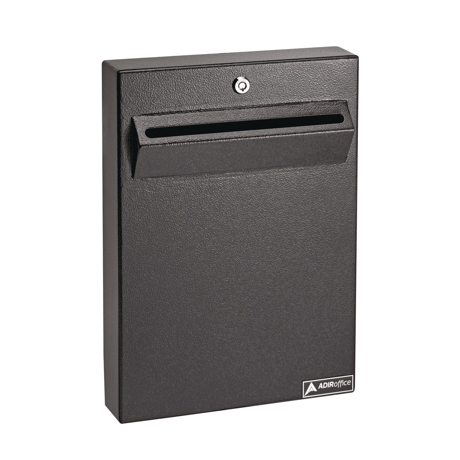 AdirOffice Large Wall Mounted Weatherproof Steel Secure Drop Box, 11 x 2.4 x 16, Black