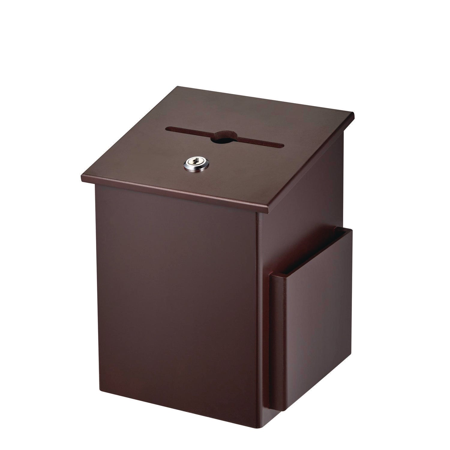 AdirOffice Squared Wood Locking Suggestion Box, 7.25 x 7.5 x 10, Medium Density Fiberboard, Mahogany