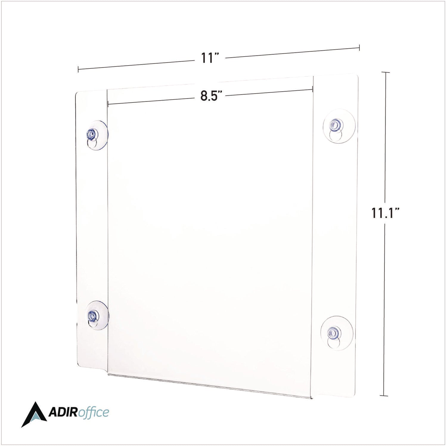 AdirOffice Clear Suction Acrylic Window Sign Holder, 8 x 11, Clear Frame, 2/Pack