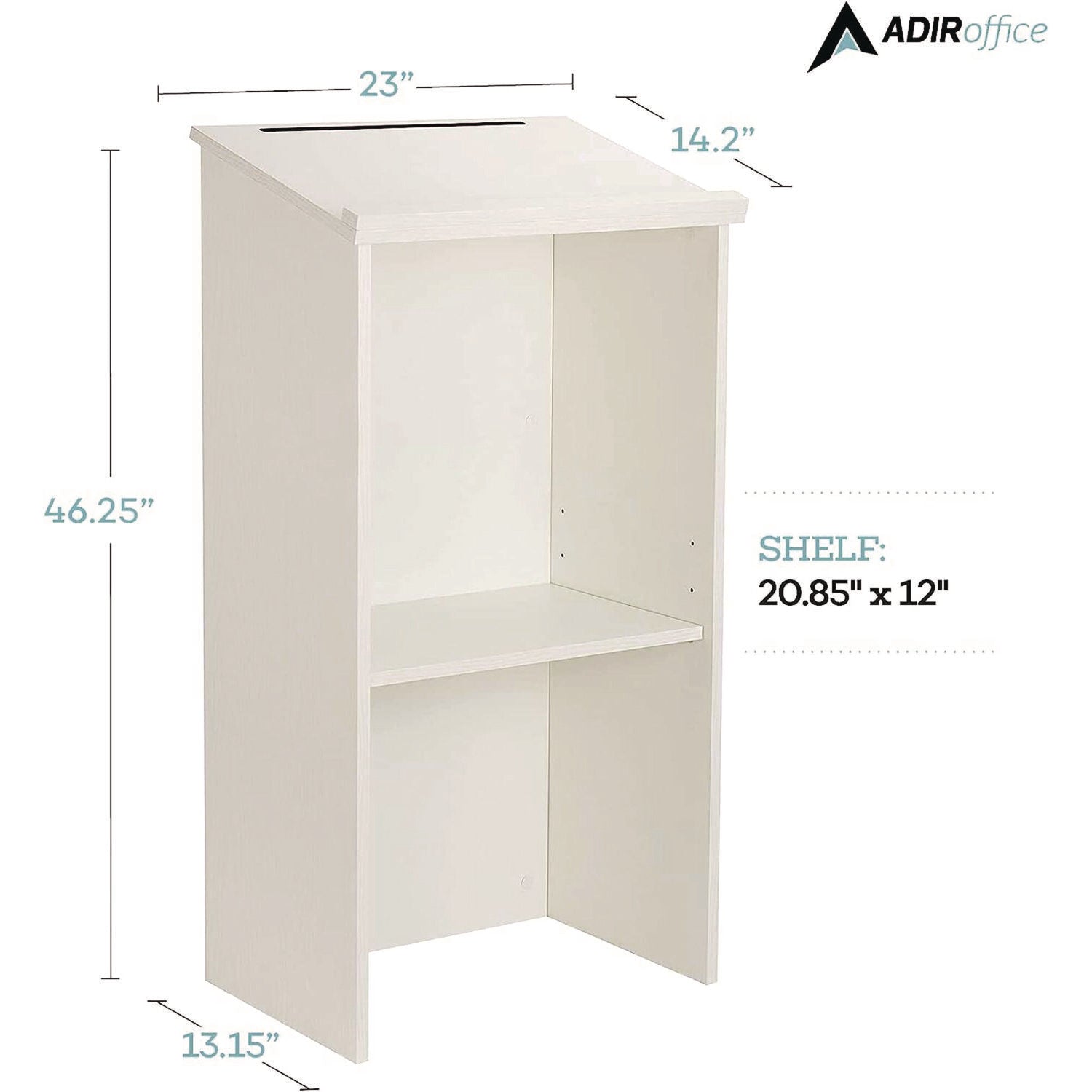 AdirOffice Wood Stand-up Podium Lectern Speaker Stand, 23 x 15 x 45.8, White