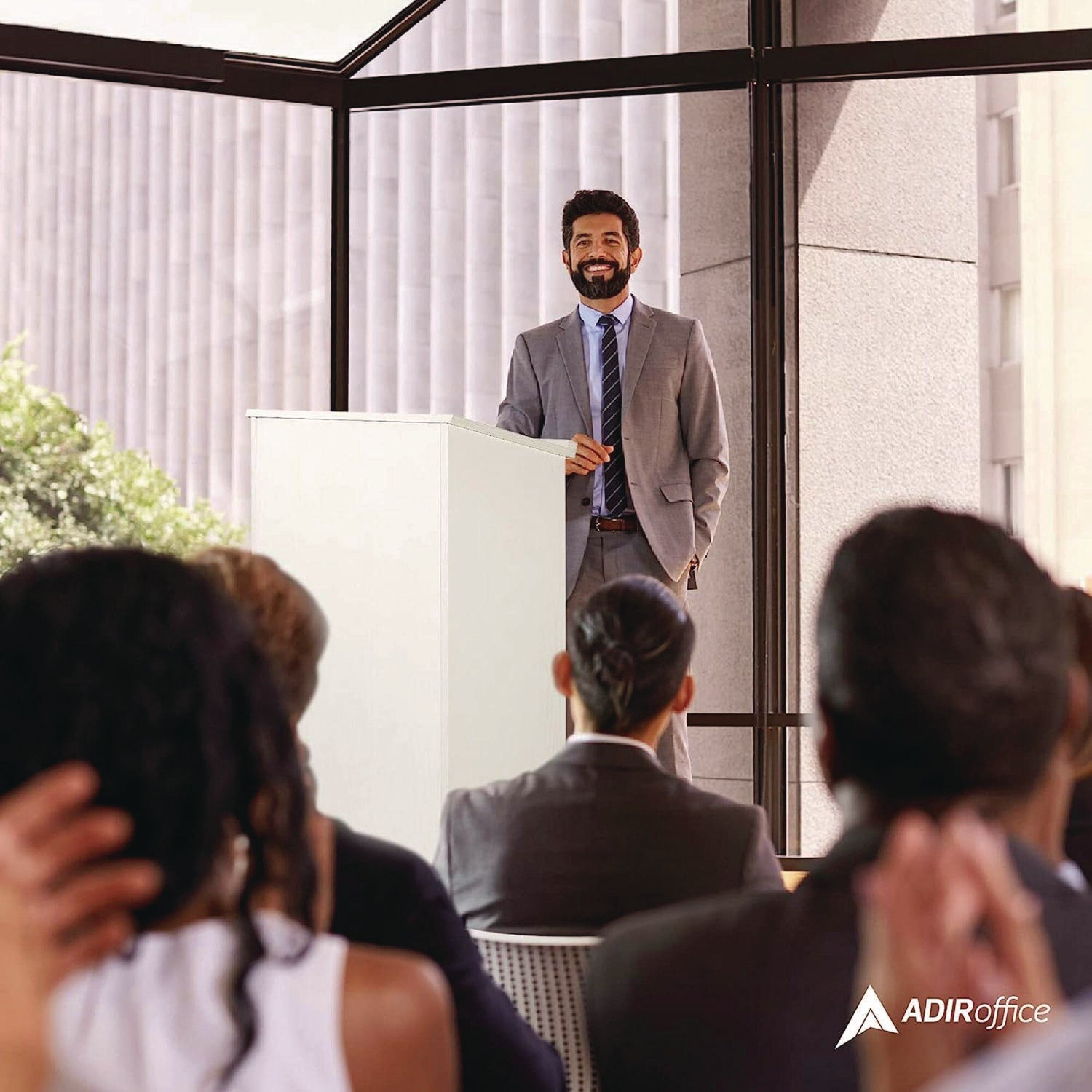 AdirOffice Wood Stand-up Podium Lectern Speaker Stand, 23 x 15 x 45.8, White