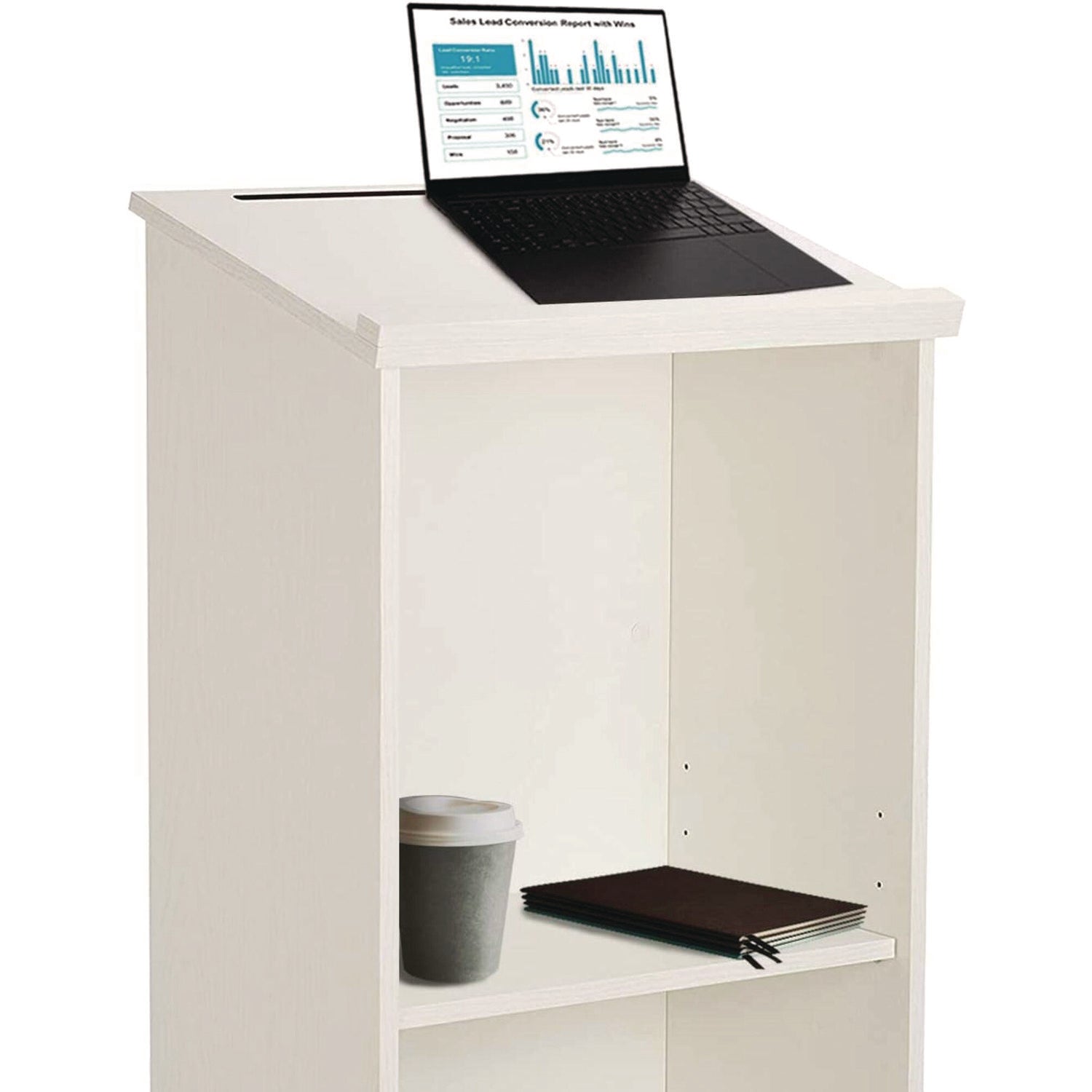 AdirOffice Wood Stand-up Podium Lectern Speaker Stand, 23 x 15 x 45.8, White