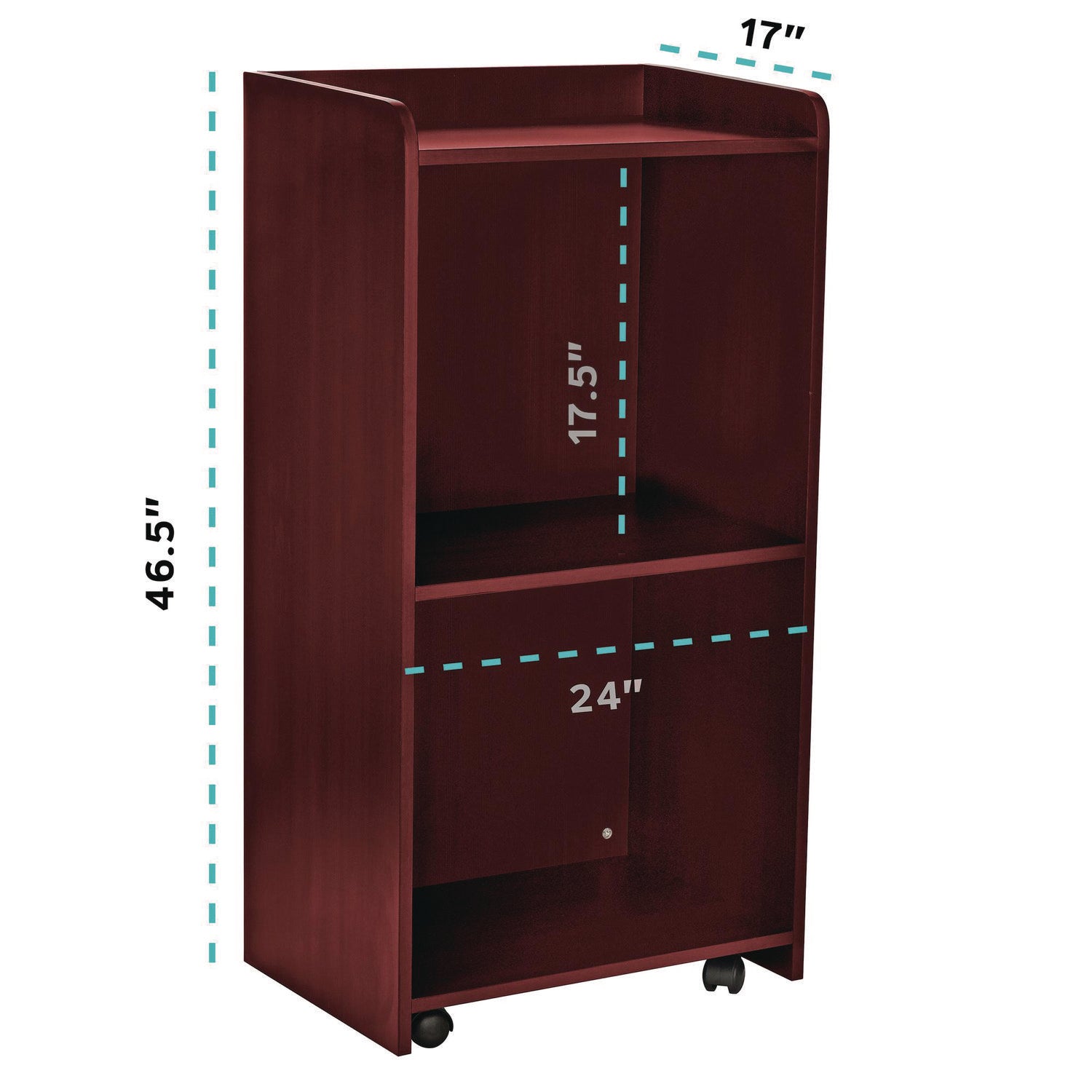 AdirOffice Wood Mobile Presentation Lectern Speaker Stand with Shelves, 22.44 x 16.53 x 45.98, Mahogany