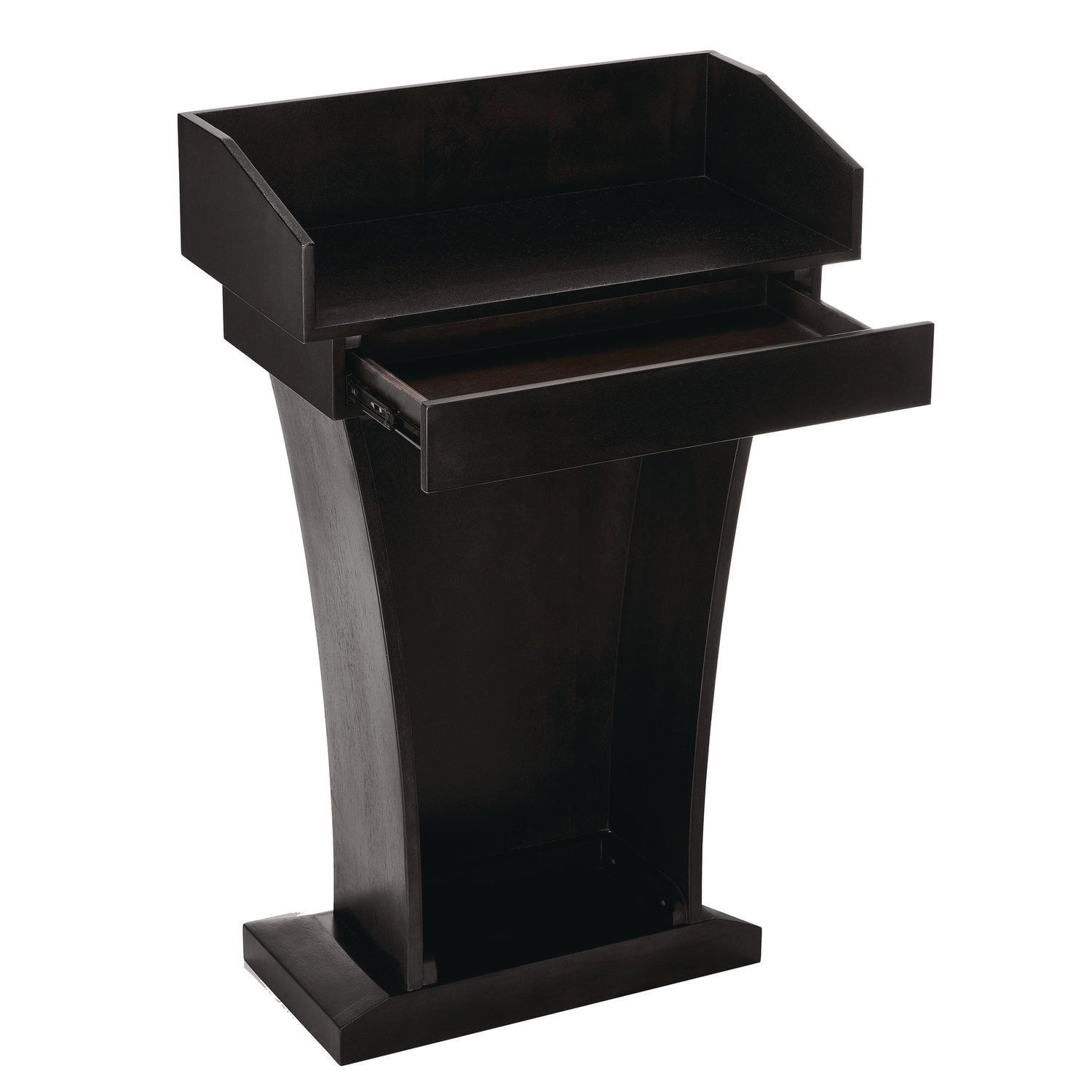 AdirOffice Wood Stand-Up Podium Lectern Speaker Stand with Drawer and Storage Area, 27.55 x 14 x 43.3, Black