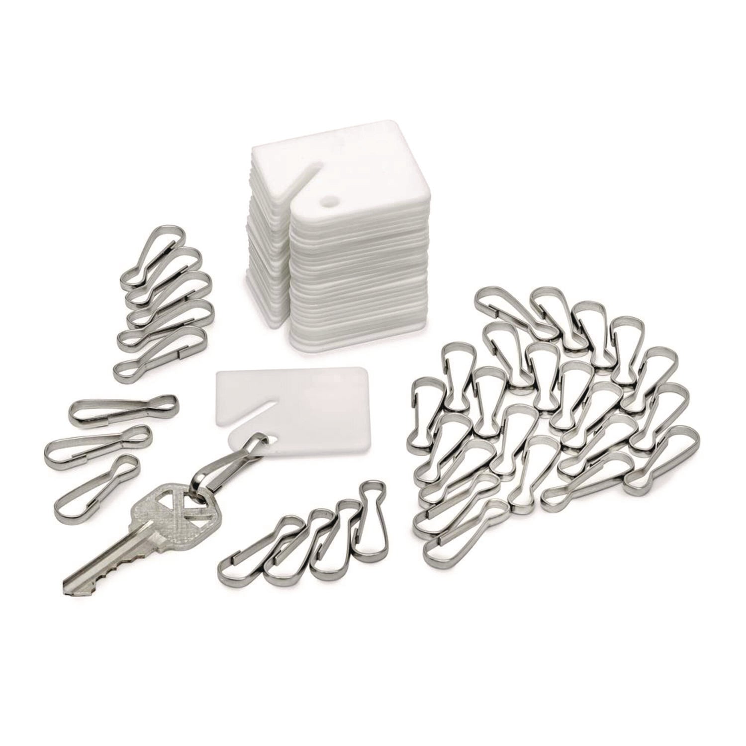 AdirOffice Plastic Identification Key Tags, White, 100/Pack