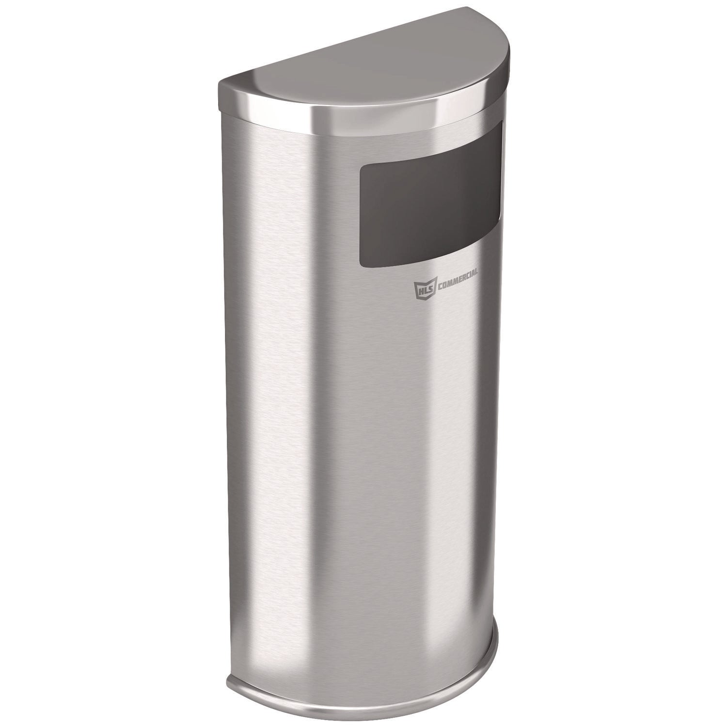 HLS Commercial® Side-Entry Trash Can with Wall Mount, 9 gal, Stainless Steel, Silver