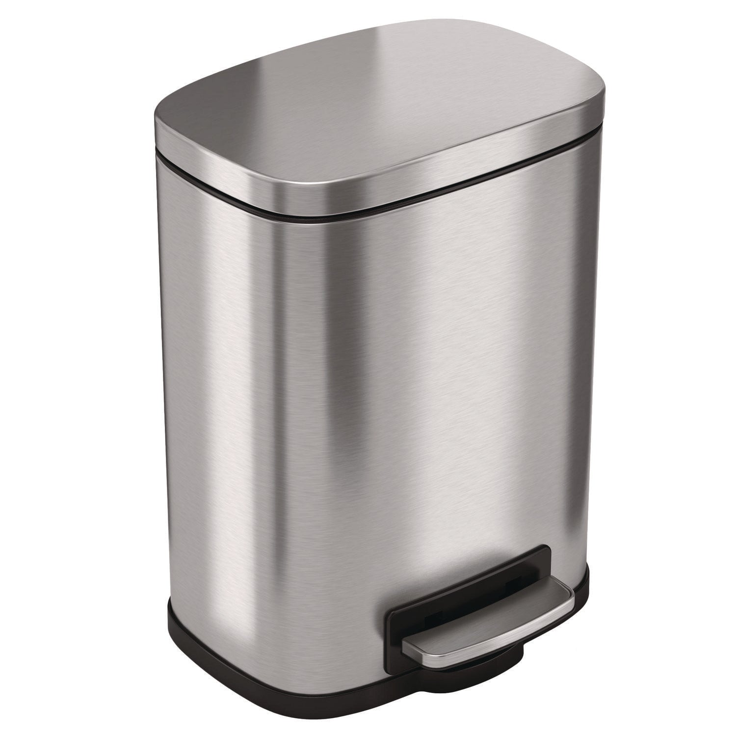 HLS Commercial® Step Pedal Trash Can, 1.3 gal, Plastic/Stainless Steel, Silver