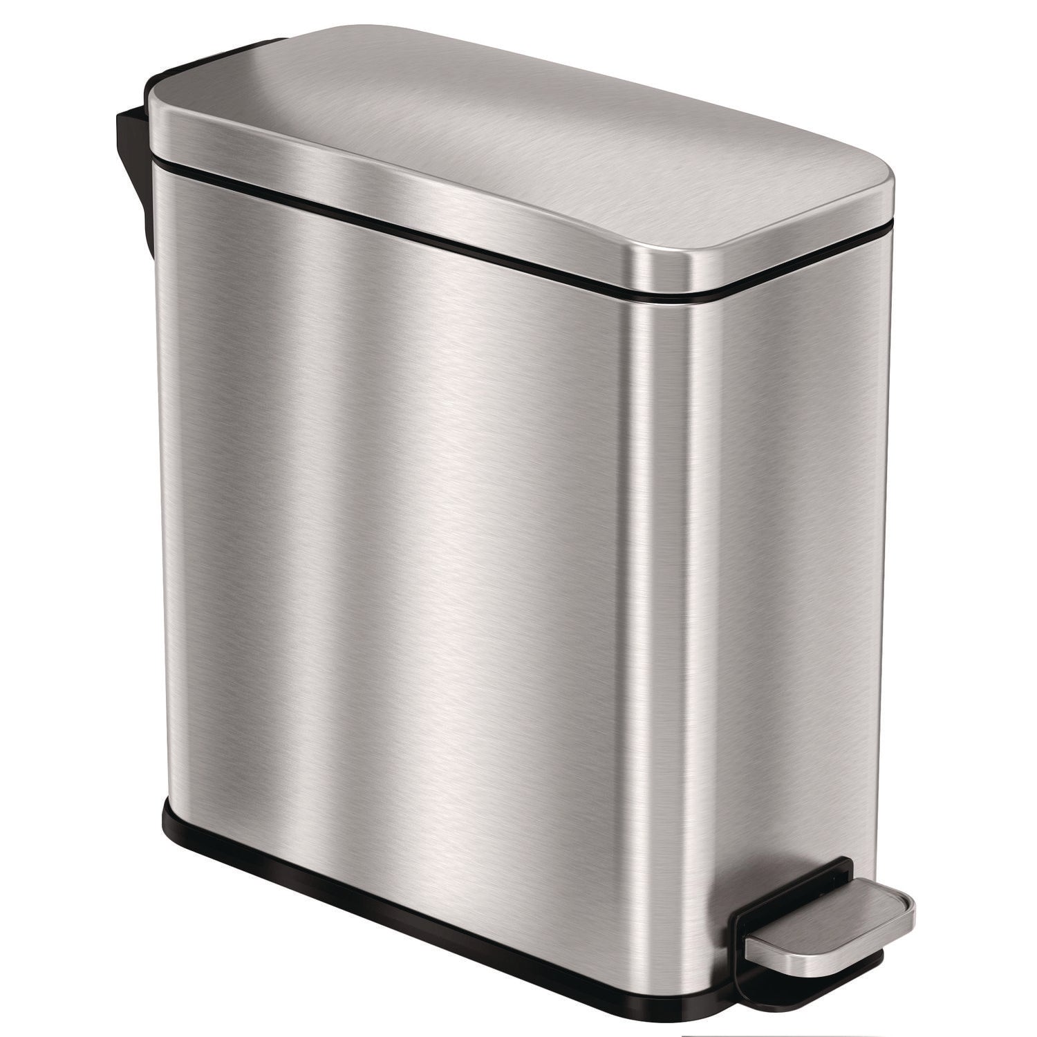 HLS Commercial® Step Pedal Trash Can, 3 gal, Plastic/Stainless Steel, Silver