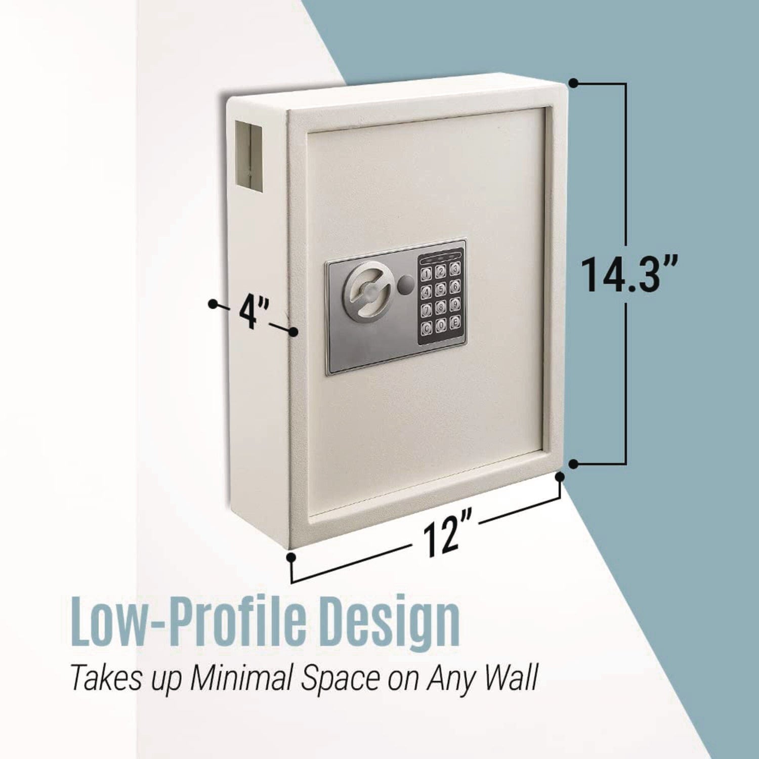 AdirOffice Steel Digital Lock Key Cabinet, 40-Key, 13 x 4 x 14.3, Stainless Steel 304, White