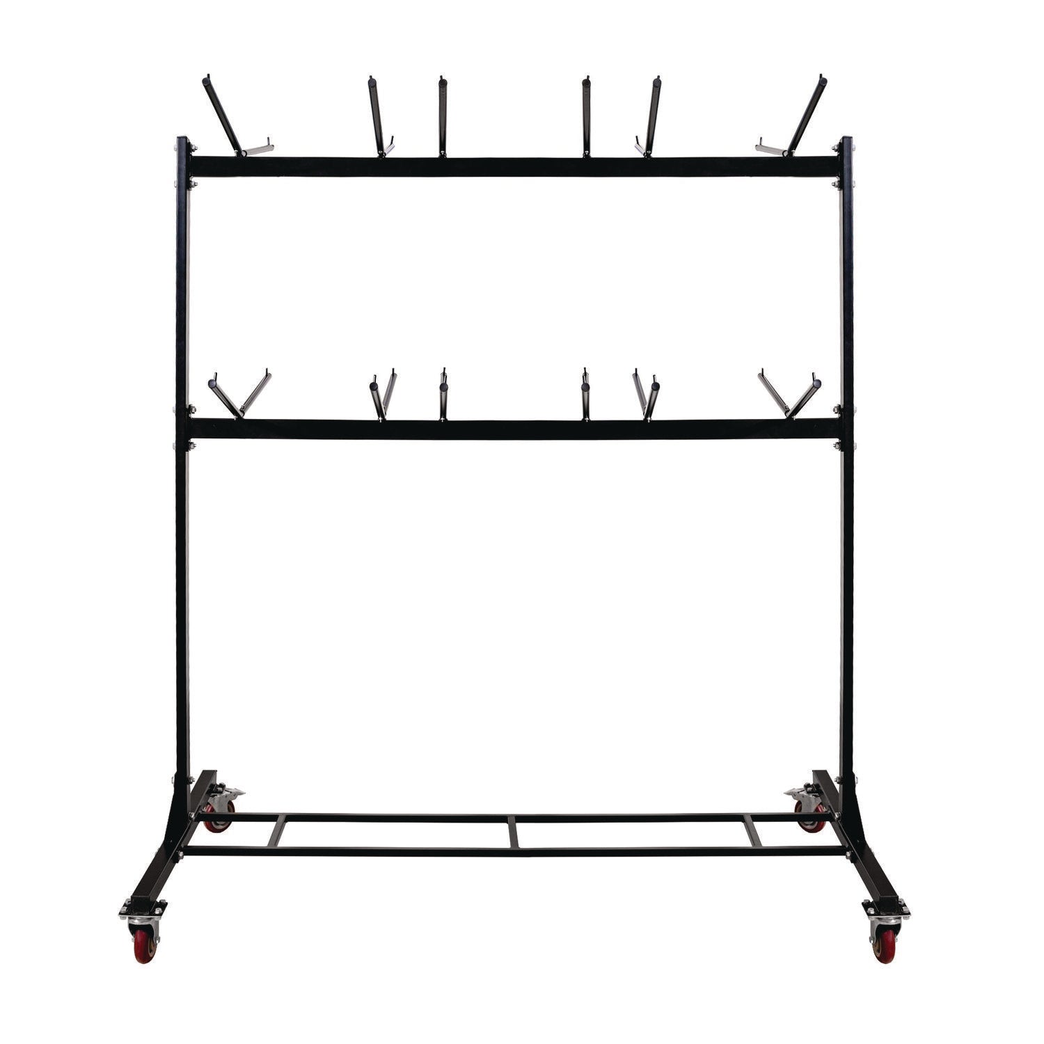 AdirOffice Steel Folding Chair Two-Tier Utility Cart, Metal, 1,000 lb Capacity, 33 x 65 x 68.5, Black