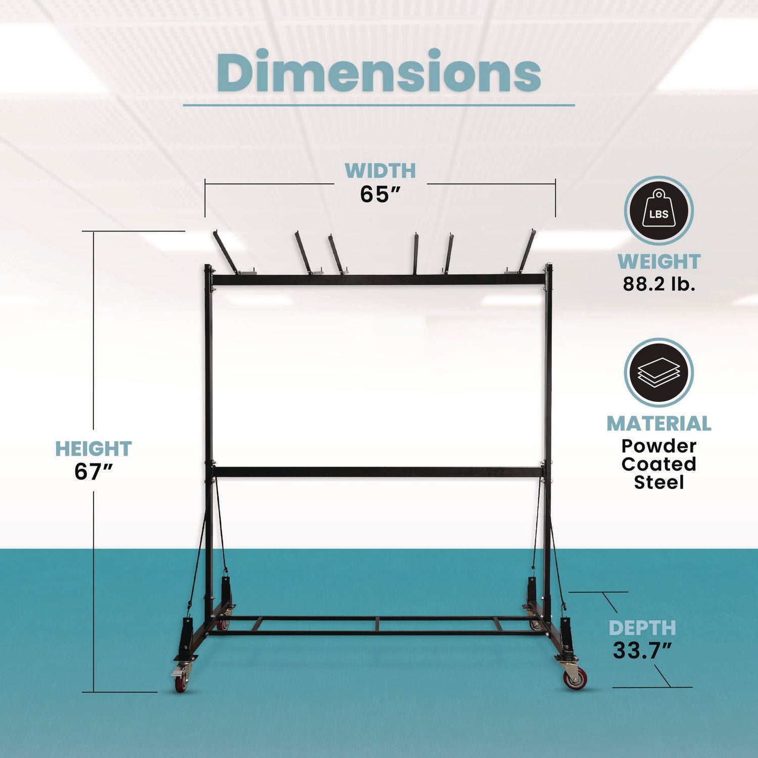 AdirOffice Folding Chair and Table Combo Cart, Metal, 600 lb Capacity, 33.7 x 65 x 67, Black