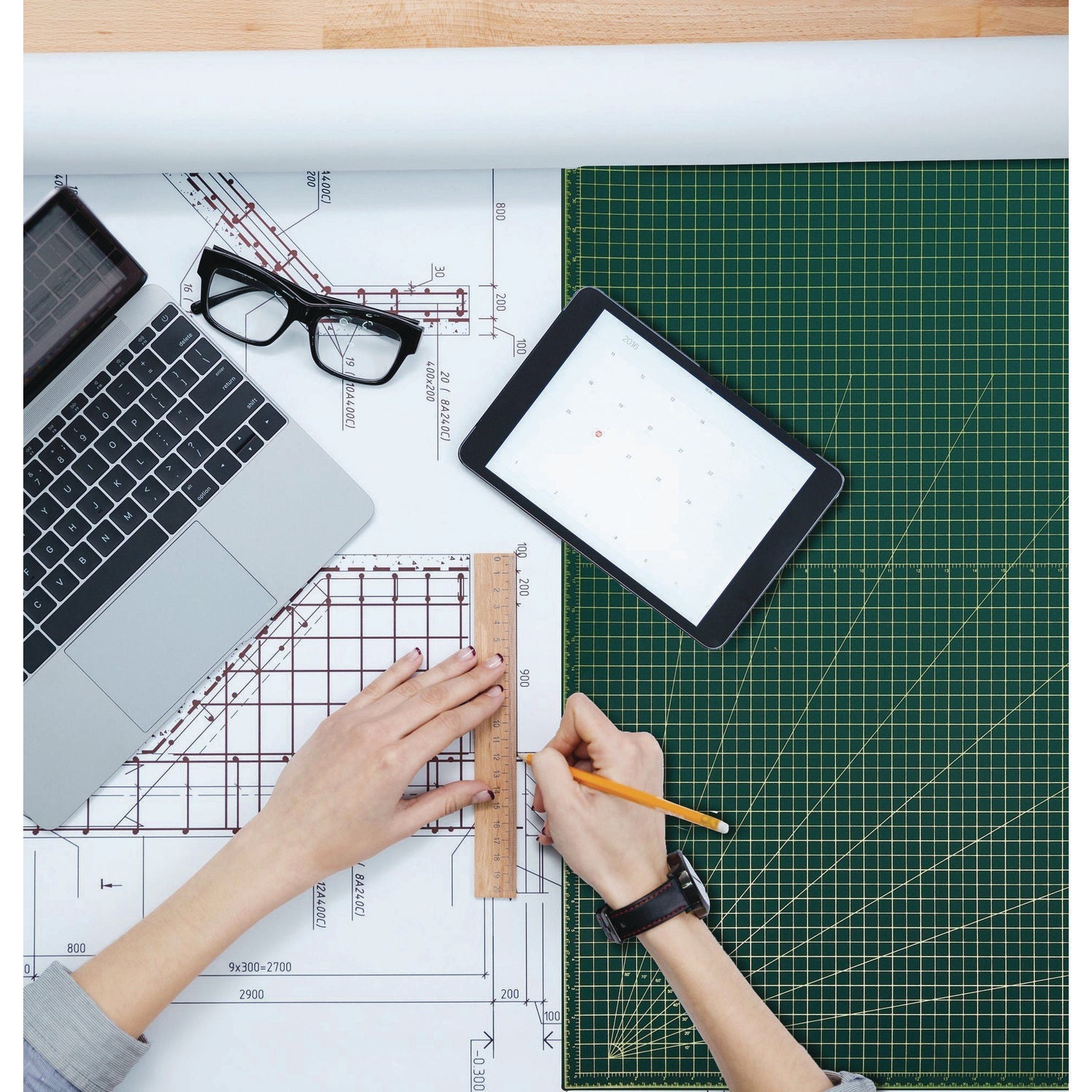 AdirOffice Reversible Self Healing Cutting Mat, 30 x 42, Green/Black