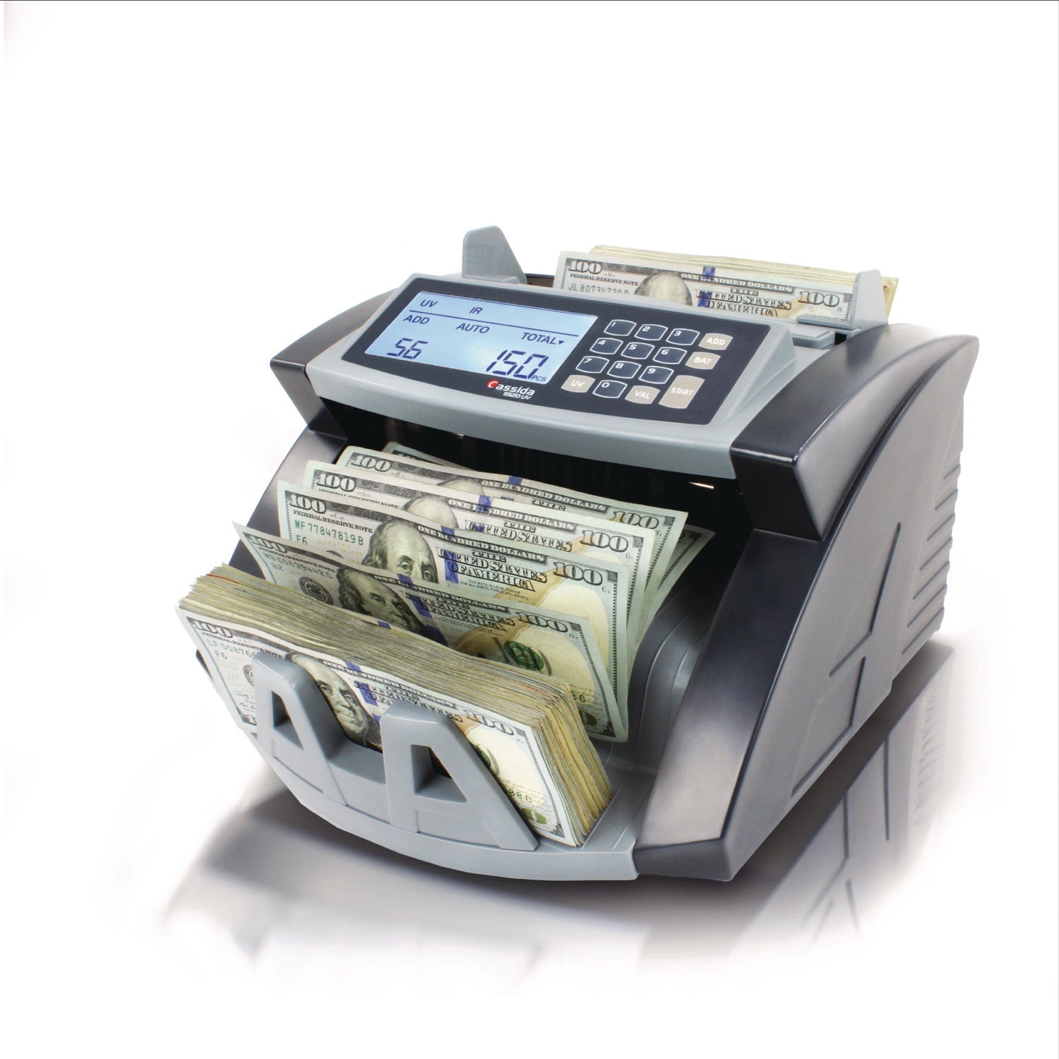 Cassida 5520UV/MG Cash Counter, 1,300 Bills/min, 9.7 x 11.5 x 7.5, Gray