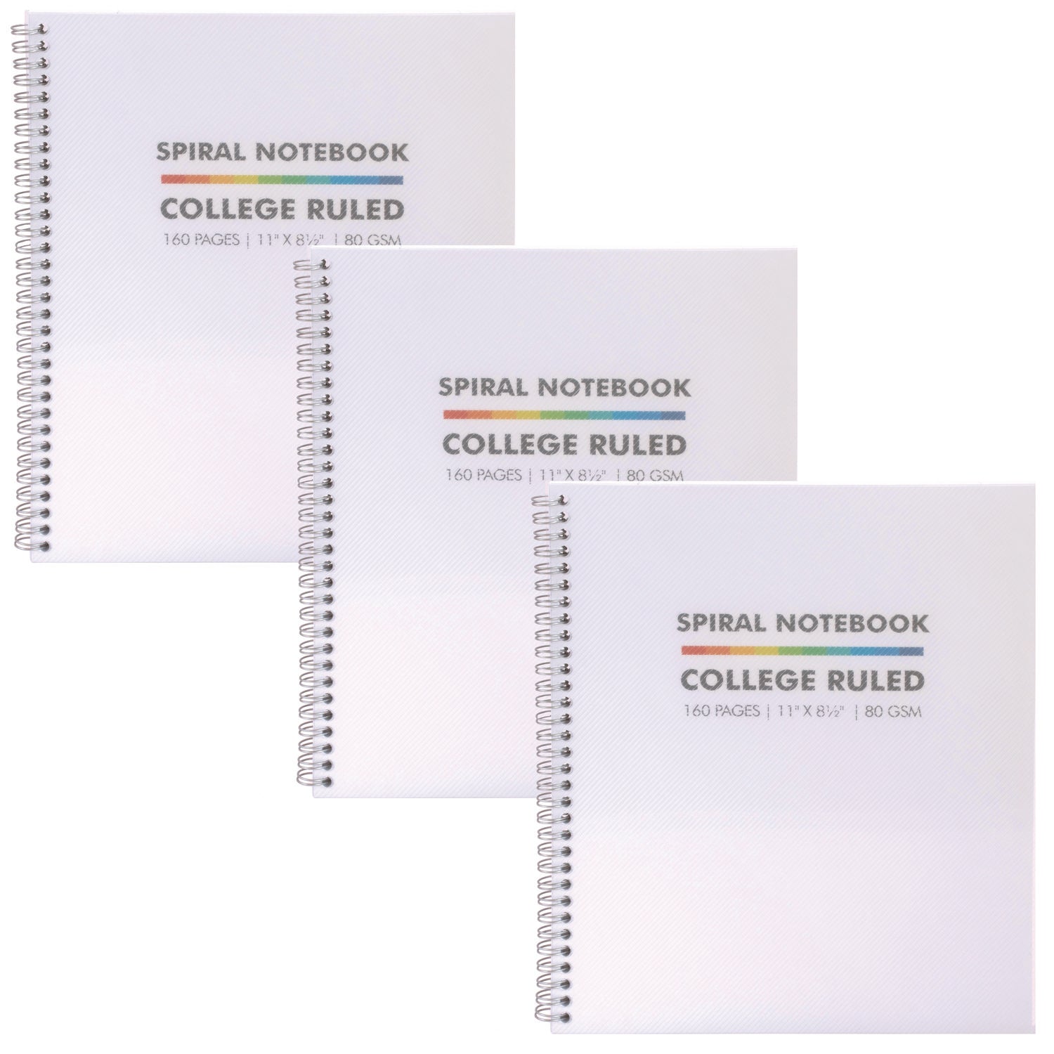PUKKA PAD® Letter Size Notebook, 1-Subject, Medium/College Rule, White Cover, (80) 11 x 8.5 Sheets, 3/Pack