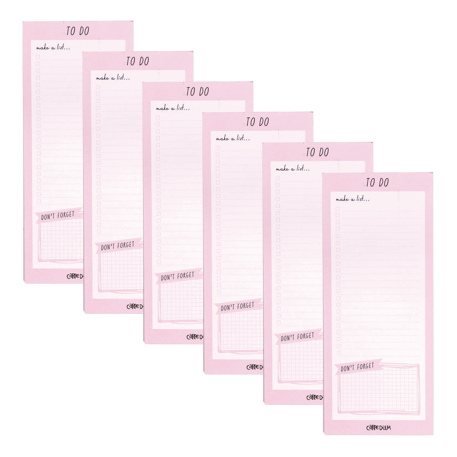 PUKKA PAD® Magnetic To Do List, Unruled, 60 Pink/White 3.5 x 8.5 Sheets, 6/Pack