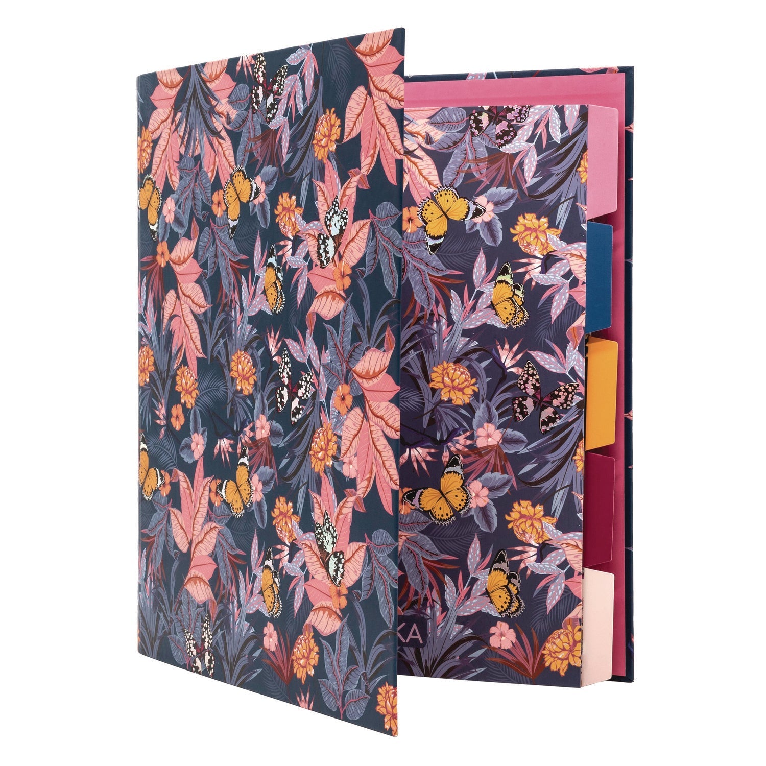 PUKKA PAD® Rollbound Binder, 3 Rings, 1" Capacity, 11 x 8.5, Blue/Pink/Yellow