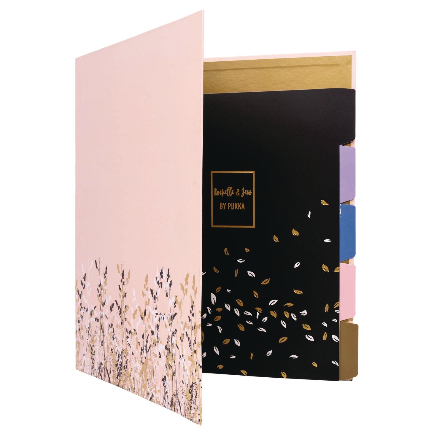 PUKKA PAD® Rollbound Binder, 3 Rings, 1" Capacity, 11 x 8.5, Pink/Gold/Black/White