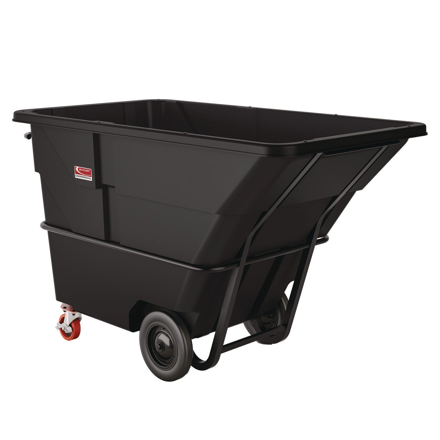 Suncast Commercial® 2 cu yd Heavy Duty Tilt Truck, Forkliftable Frame, 2,300 lb Capacity, Black/Red