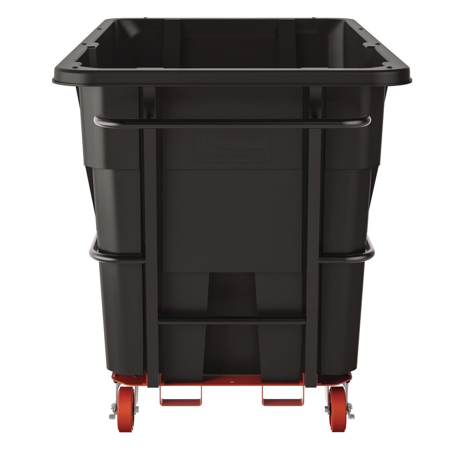 Suncast Commercial® 2 cu yd Heavy Duty Tilt Truck, Forkliftable Frame, 2,300 lb Capacity, Black/Red