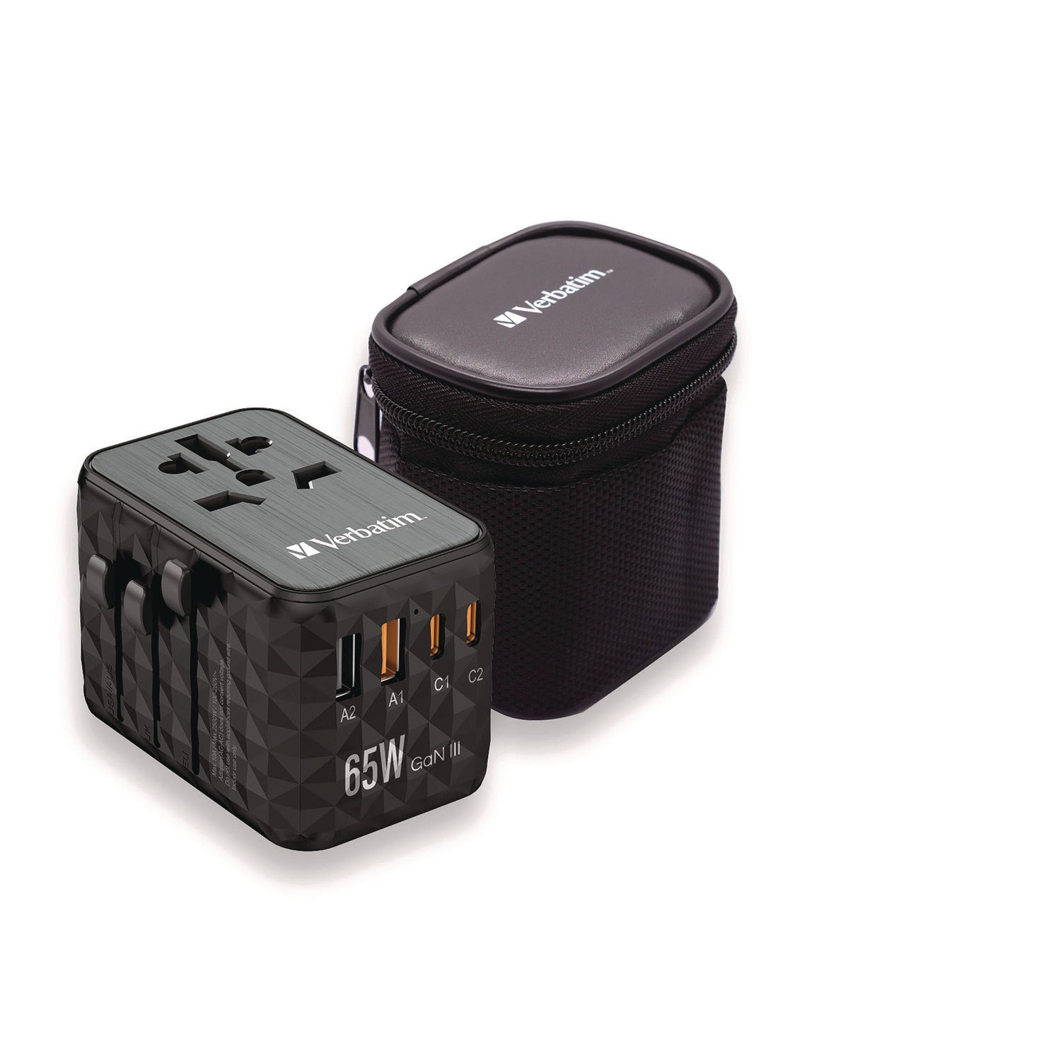 Verbatim® UTA-05 Gan III Universal Travel Adapter, (2) USB-A/(2) USB-C/Quick Charge 4+