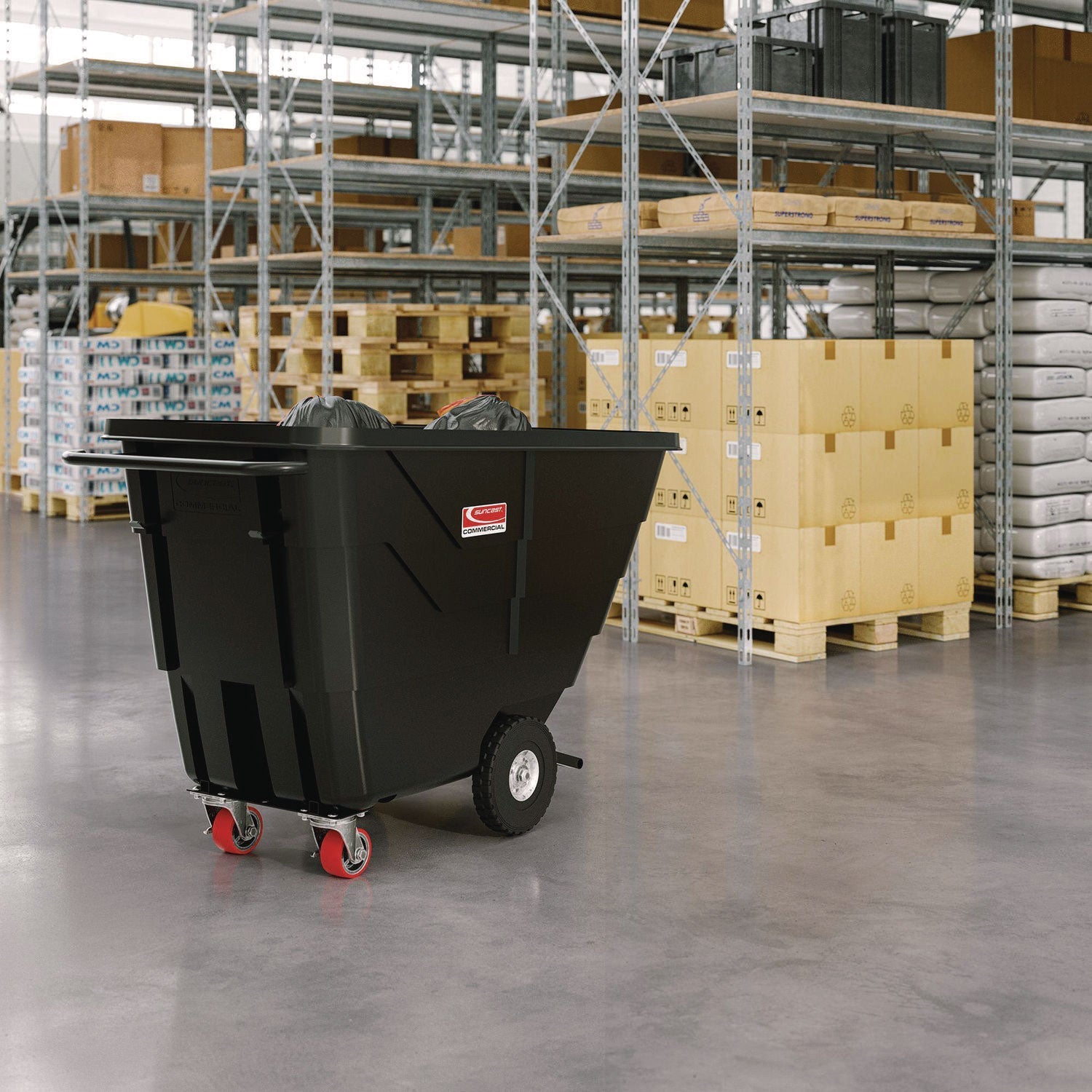 Suncast Commercial® 0.5 cu yd Light Duty Tilt Truck, 850 lb Capacity, Black