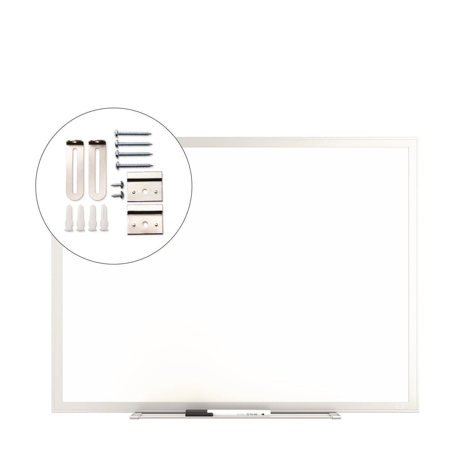 TRU RED™ Melamine Dry Erase Board, 24" x 18", White Surface, Gray/Natural Aluminum Frame