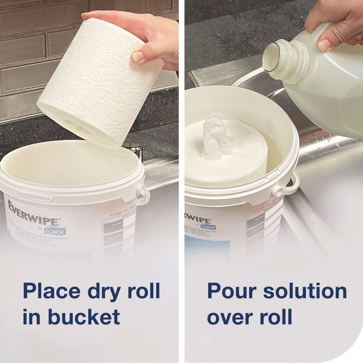 Tork® Chem-Ready Wiping Rolls, 1-Ply, 12 x 12, White, 90 Sheets, 6 Rolls/Carton