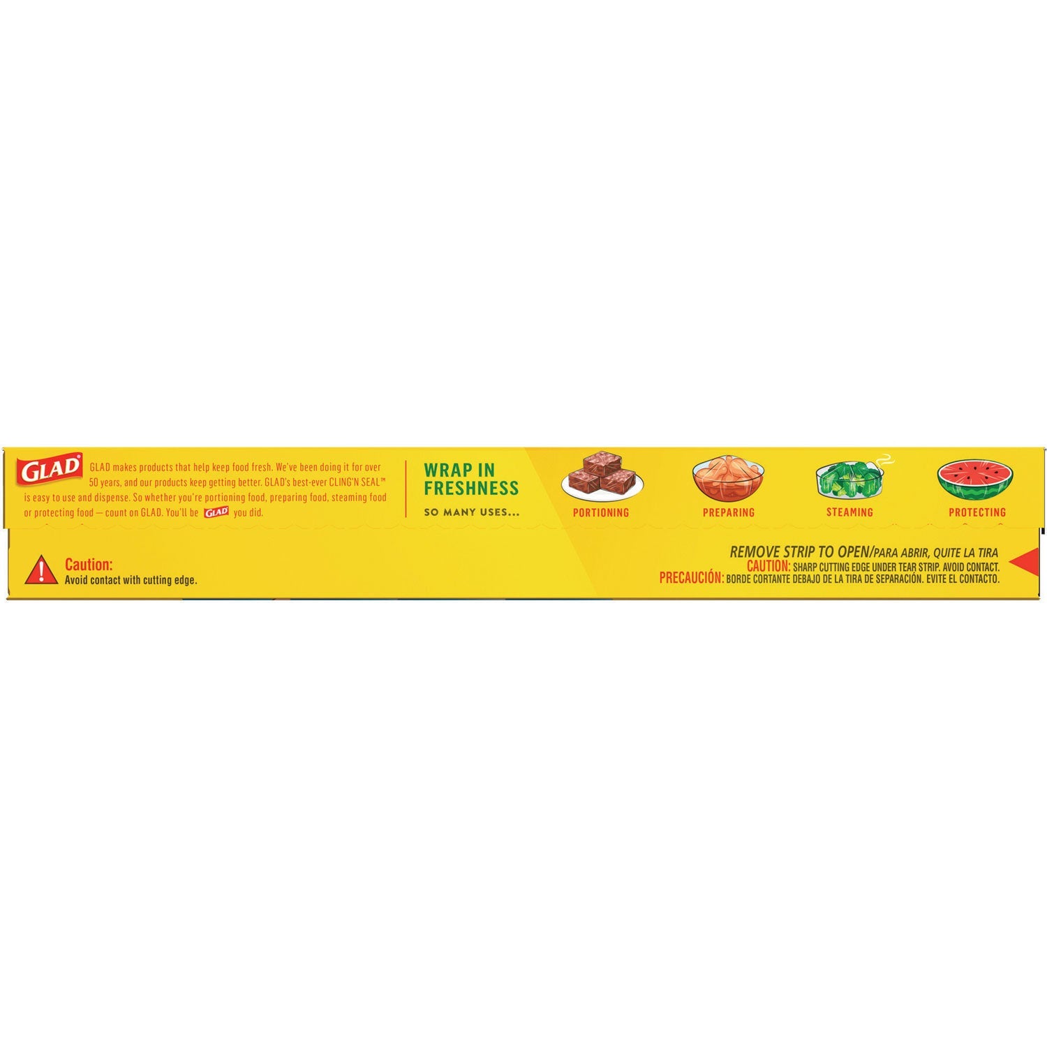 Glad® Cling'N Seal Plastic Food Wrap, 12" x 33.3 yd, 100 sq ft Roll, 16 Rolls/Carton