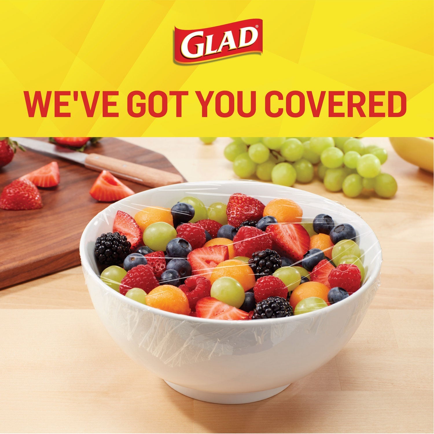 Glad® Cling'N Seal Plastic Food Wrap, 12" x 33.3 yd, 100 sq ft Roll, 16 Rolls/Carton