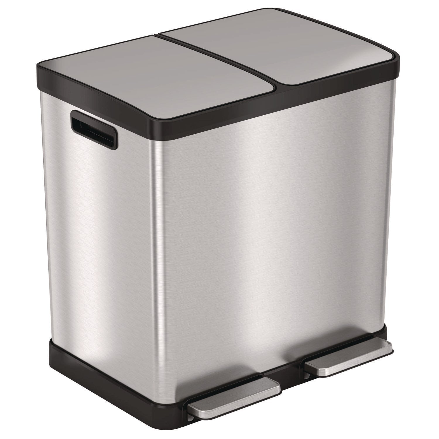 HLS Commercial® Step Pedal Trash Can and Recycle Bin, 16 gal, Plastic/Stainless Steel, Silver