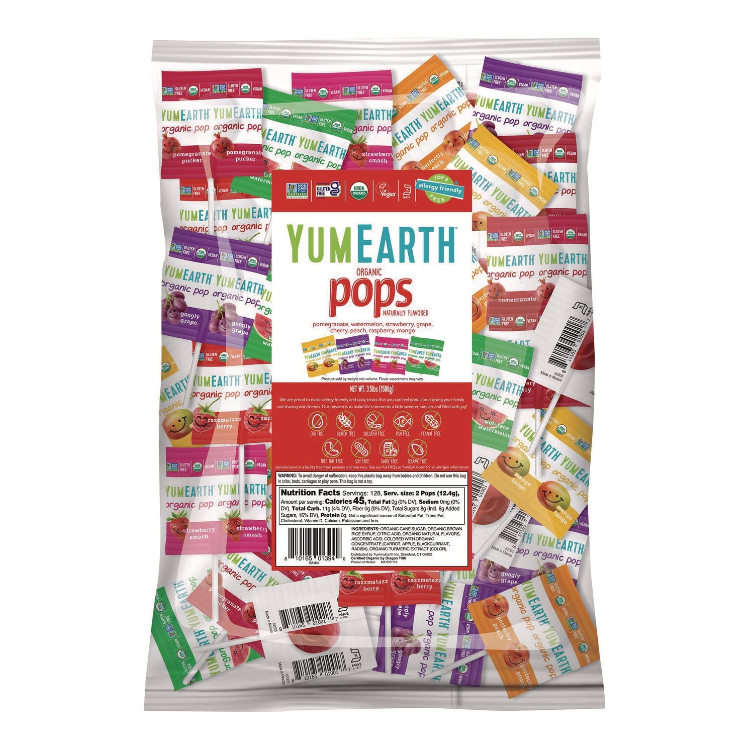 YumEarth Lollipops, Assorted Flavors, 3.5 lb Bag, 250 Pieces