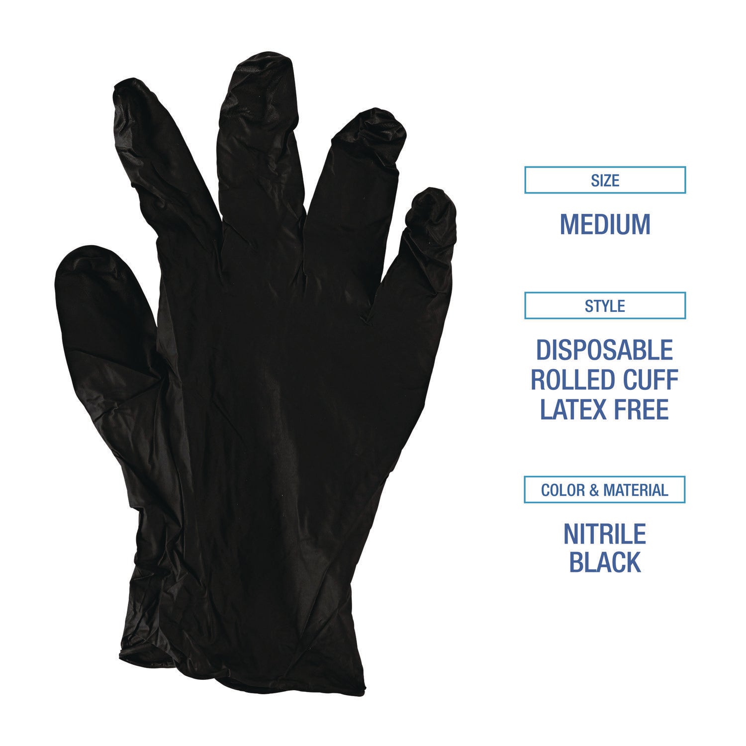 Boardwalk® Disposable General-Purpose Powder-Free Nitrile Gloves, Small, Black, 4.4 mil, 100/Box, 10 Boxes/Carton