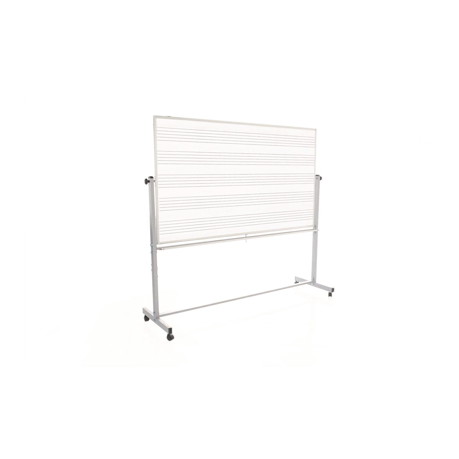 Luxor Mobile Music Staff Whiteboard, Dual-Sided Music Notation, 72" x 48", White Surface, Silver Aluminum Frame