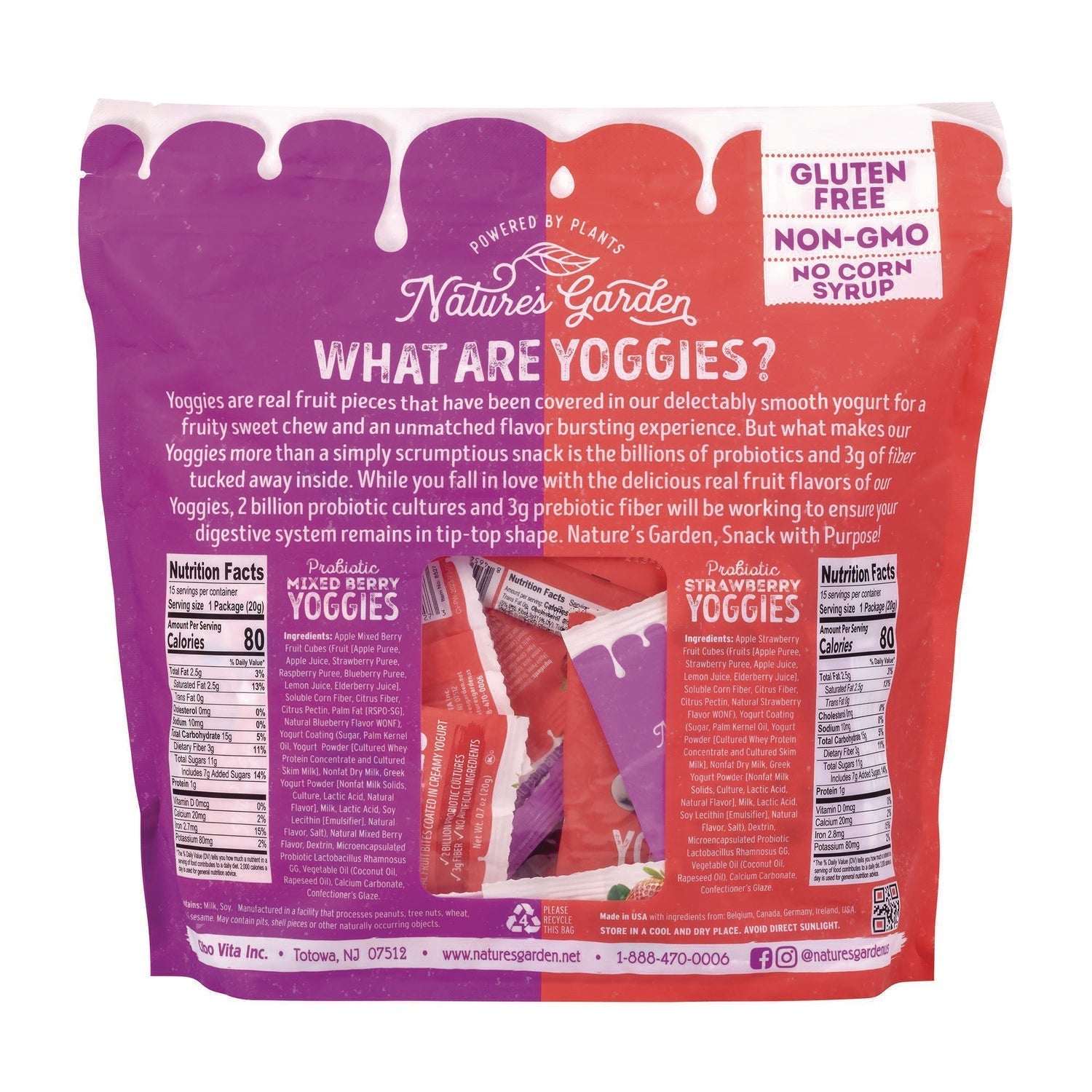Nature's Garden Probiotic Yoggies Variety Snack Pack, Assorted Flavors, 0.7 oz Bag, 30/Carton - Bloom Skins