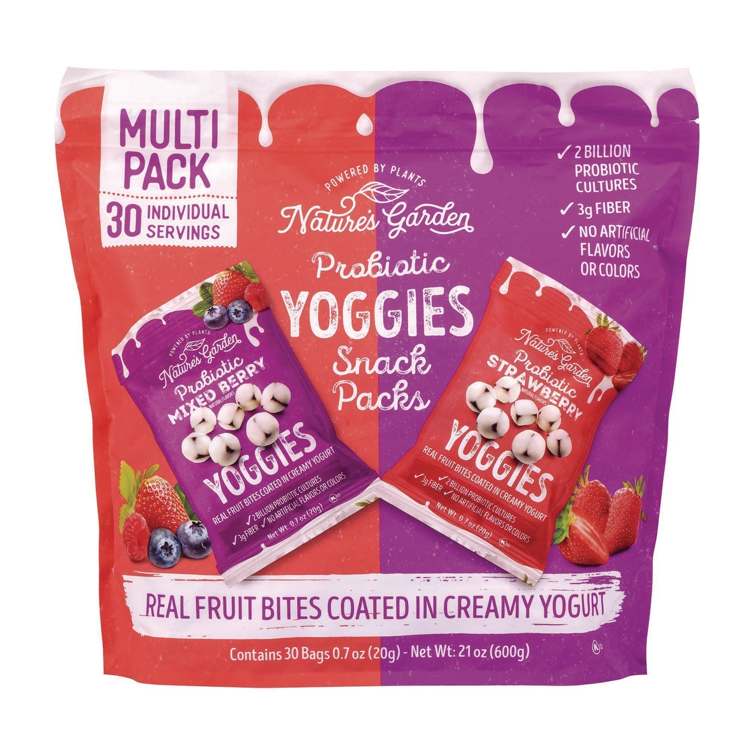 Nature's Garden Probiotic Yoggies Variety Snack Pack, Assorted Flavors, 0.7 oz Bag, 30/Carton - Bloom Skins