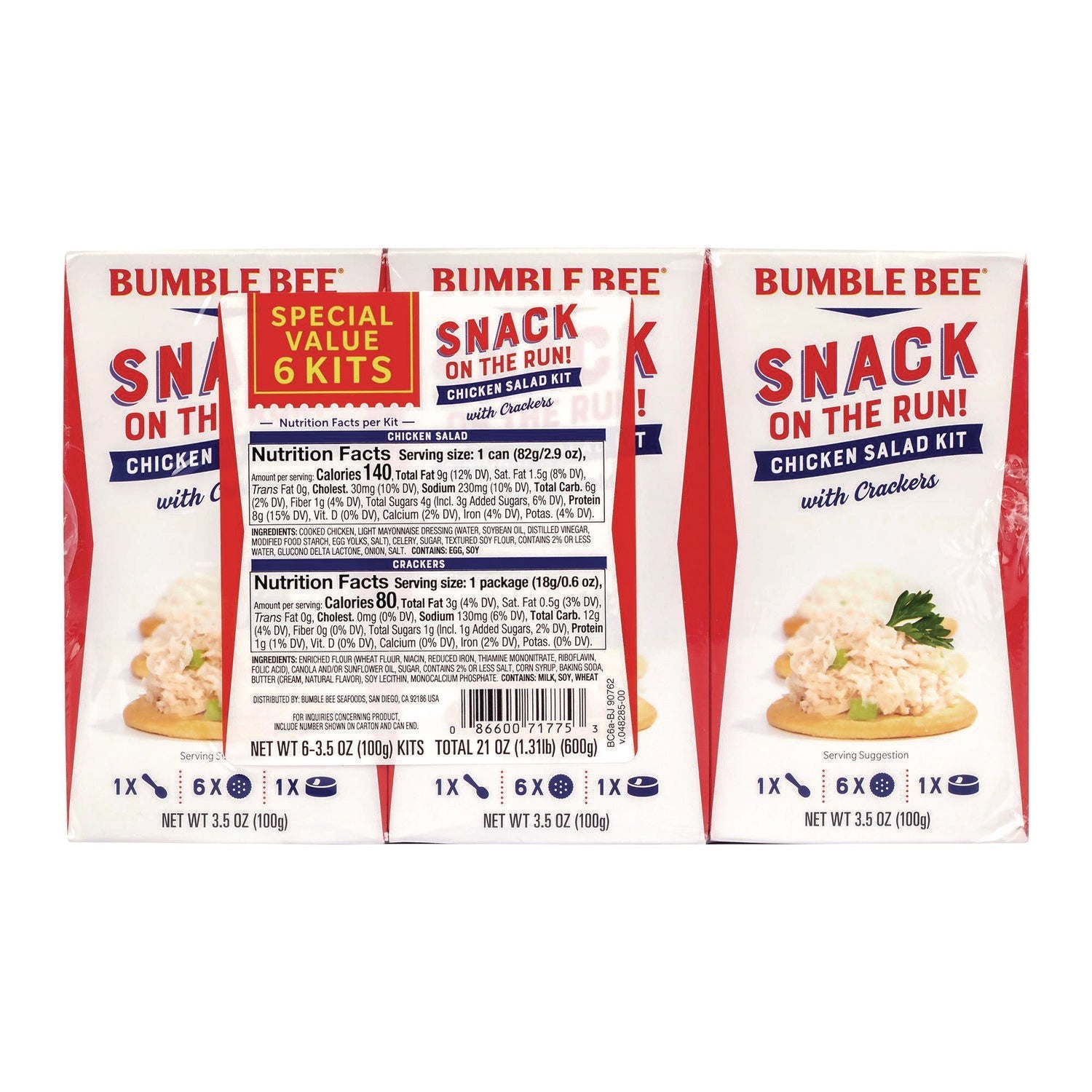 Bumble Bee® Snack on the Run Chicken Salad Kit with Crackers, 3.5 oz Box, 6/Carton - Bloom Skins