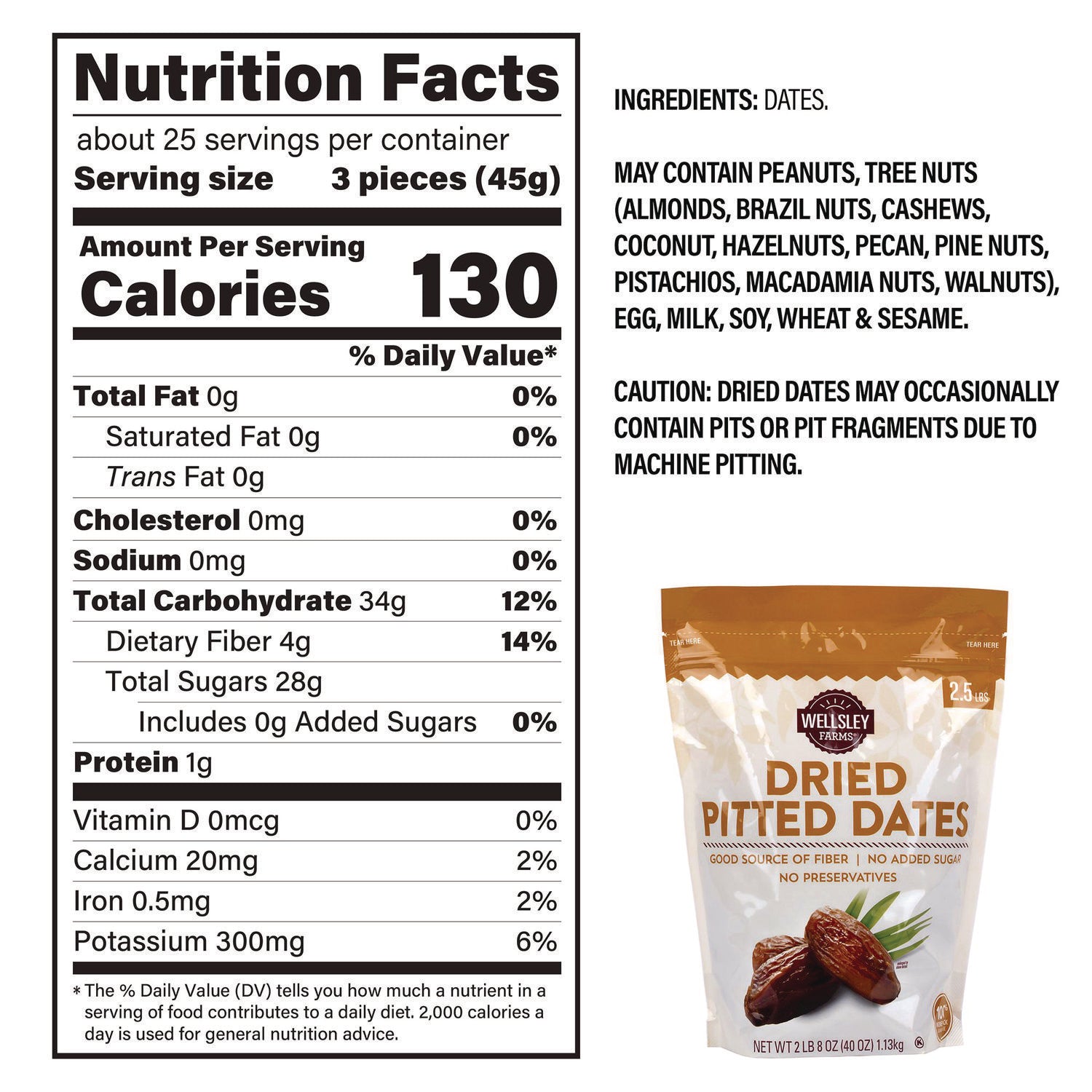 Wellsley Farms™ Dried Pitted Dates, 40 oz Bag