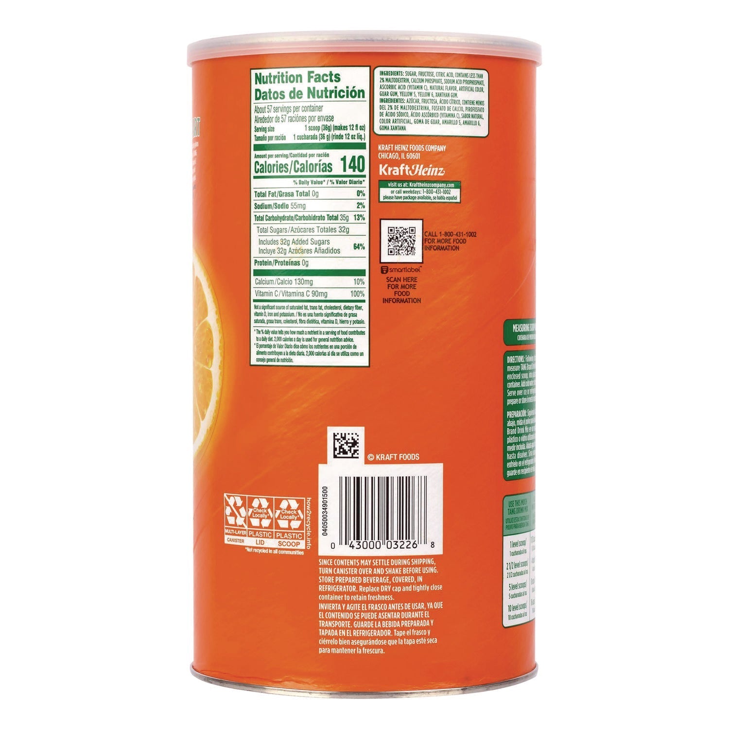 TANG® Orange Drink Mix, Orange, 72 oz Tub - Bloom Skins
