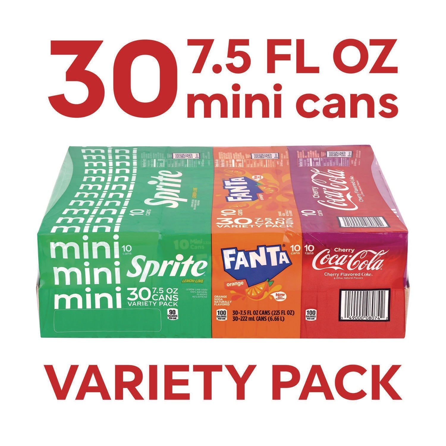 Coca-Cola® Mini Cans Variety Pack, Assorted Flavors, 7.5 oz Can, 30/Carton