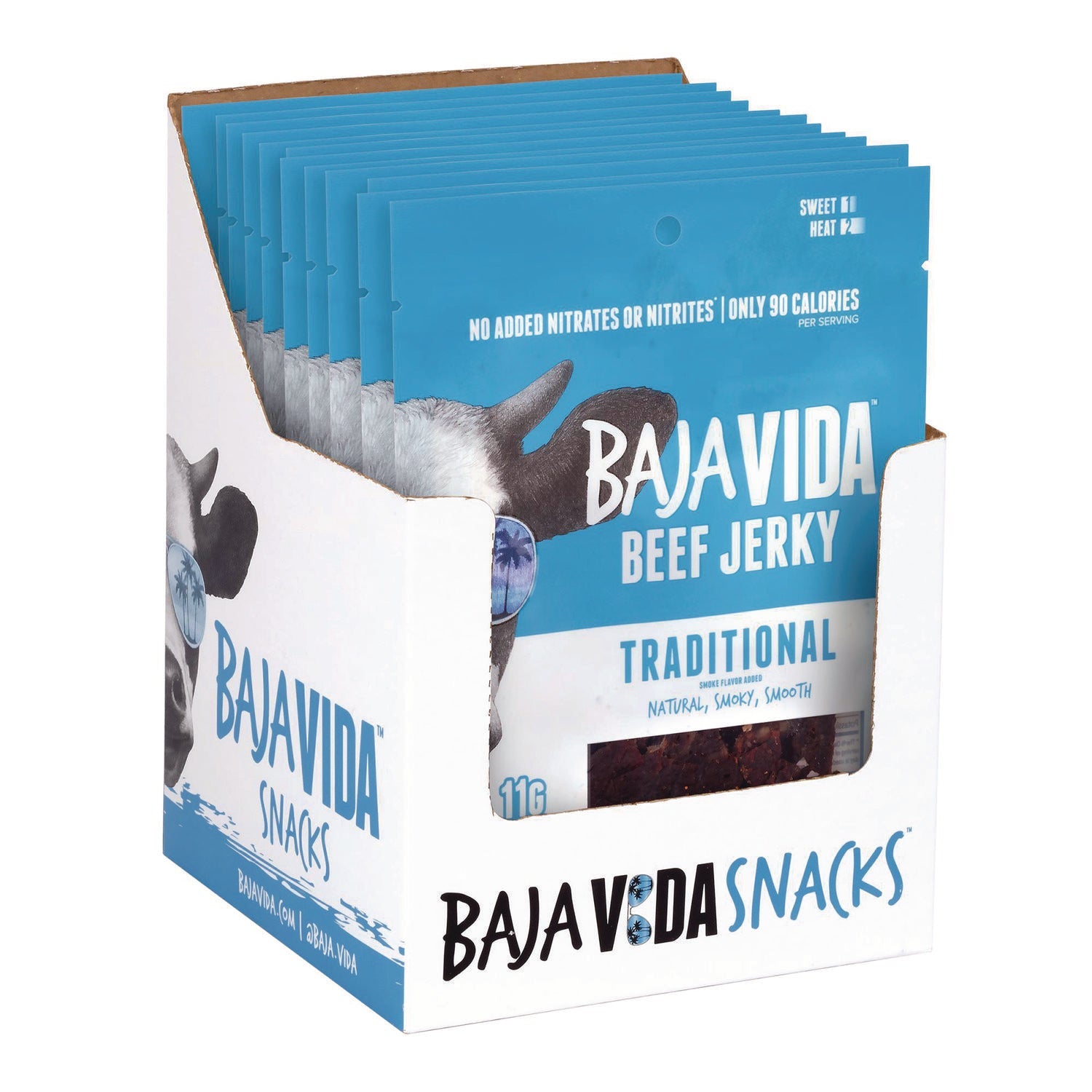 Baja Jerky Beef Jerky Traditional Snack Pack, Original, 1 oz Packet, 12/Carton - Bloom Skins