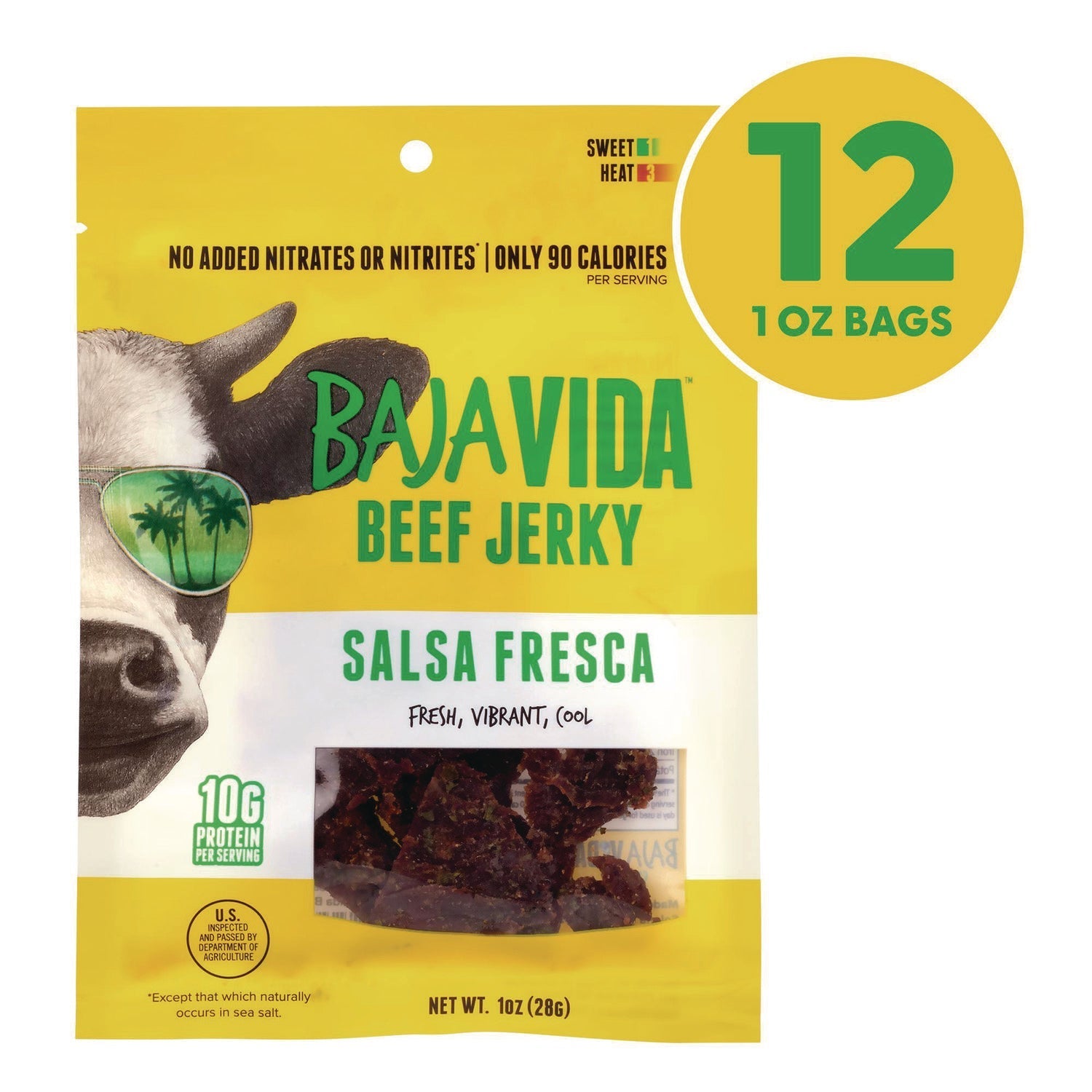 Baja Jerky Beef Jerky Salsa Fresca Snack Pack, Salsa Fresca, 1 oz Packet, 12/Carton