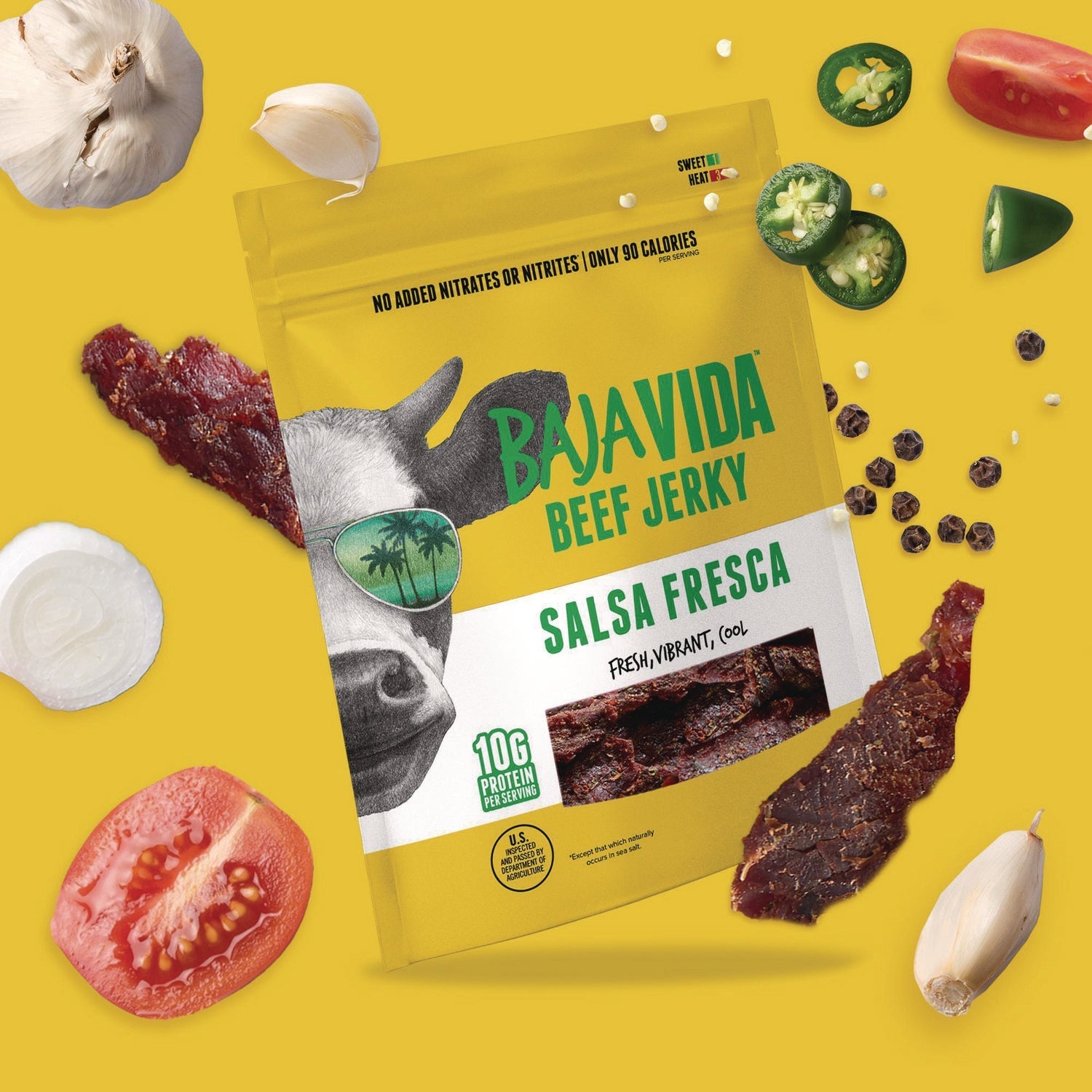 Baja Jerky Beef Jerky Salsa Fresca Snack Pack, Salsa Fresca, 1 oz Packet, 12/Carton