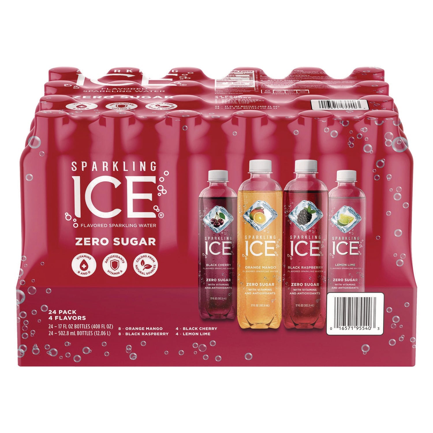 Sparkling ICE® Fruit Frenzy Variety Pack, Assorted Flavors, 17 oz Bottle 24/Carton
