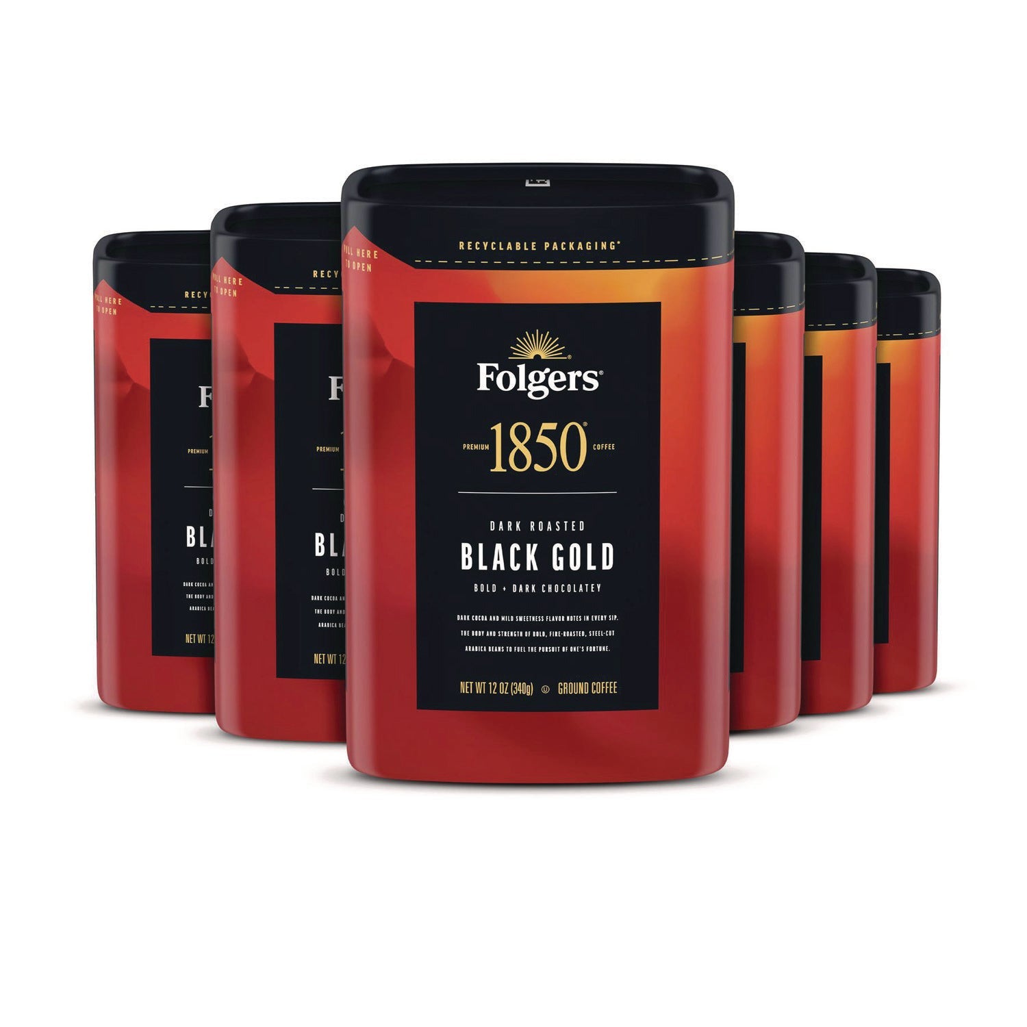 1850 Coffee, Black Gold, 12 oz Bag, 6/Carton