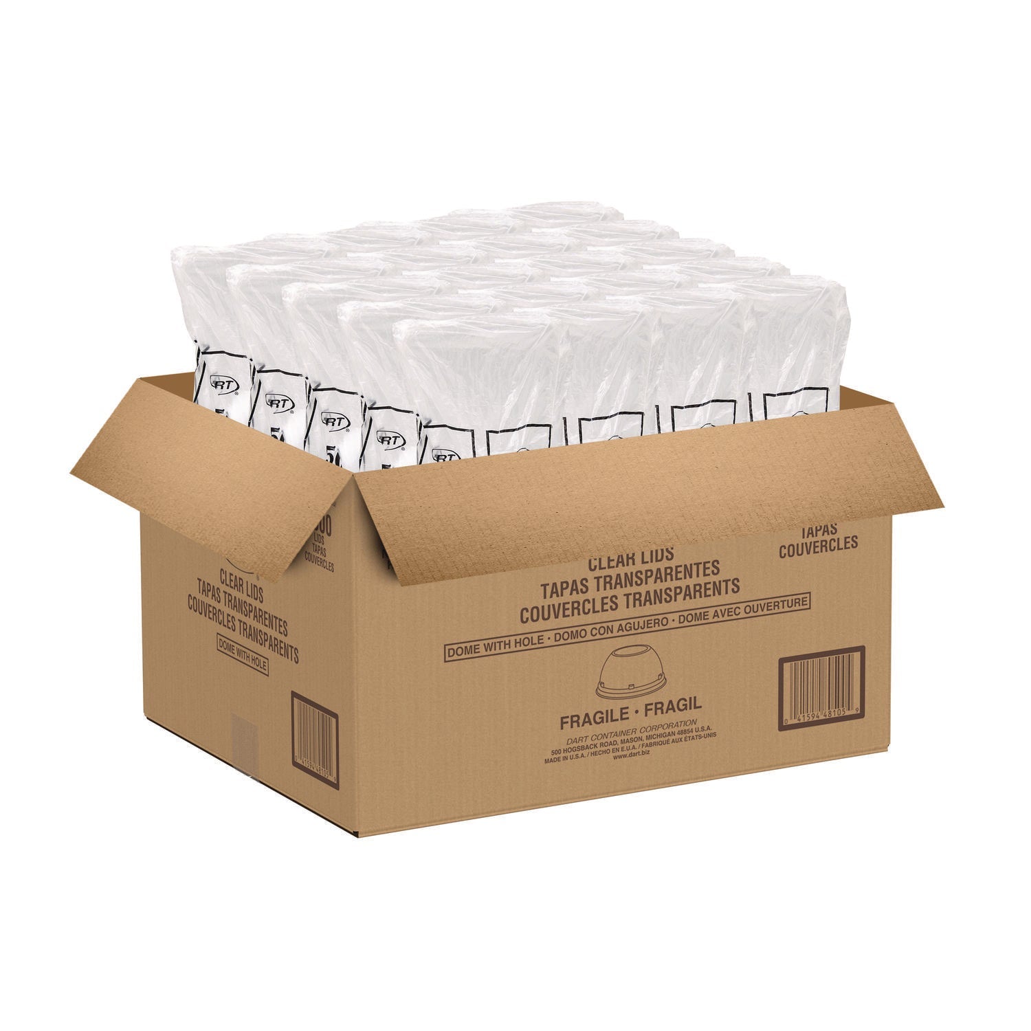 Dart® Dome-Top Sundae/Cold Cup Lids, Fits 12 oz to 24 oz Cold Cups, Plastic, Clear, 1,000/Carton
