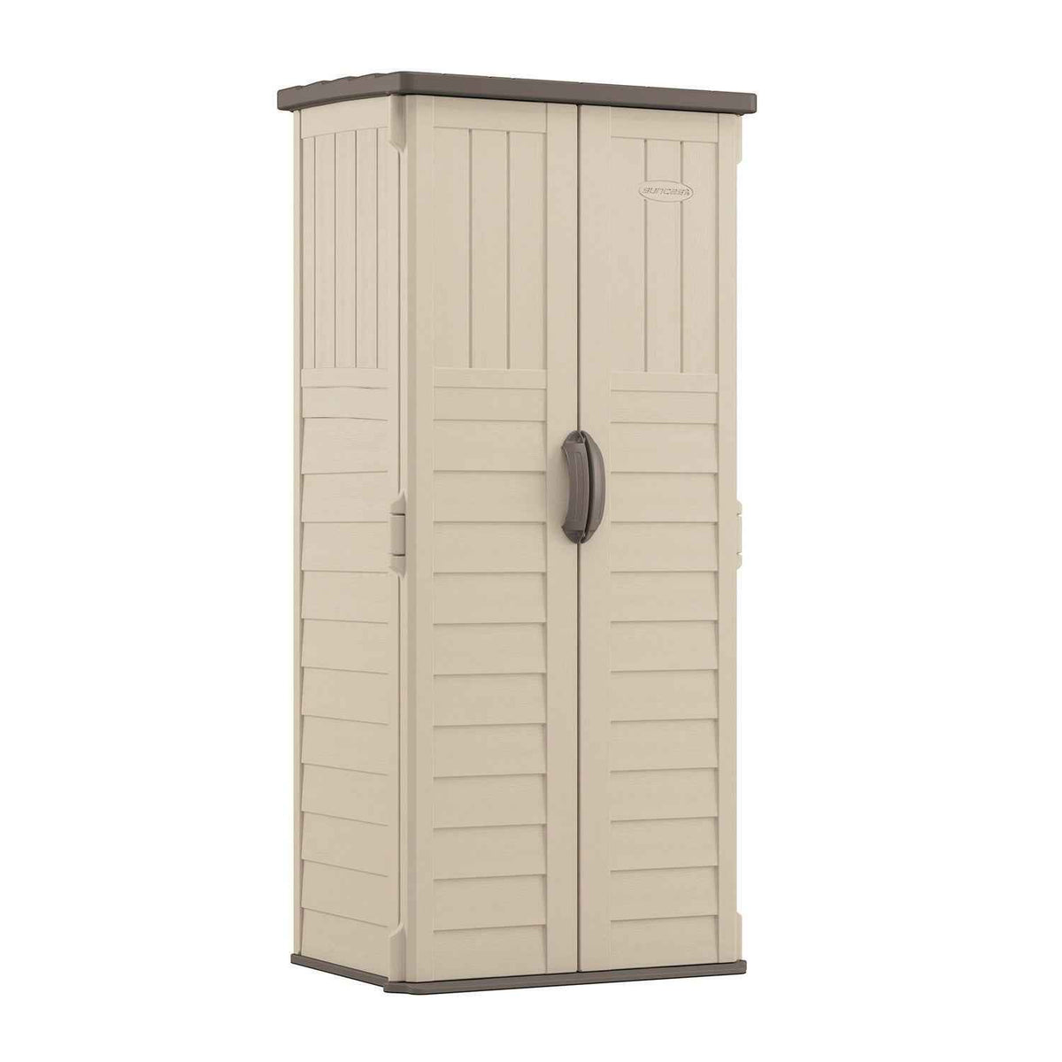 Suncast Commercial® Vertical Storage Shed, 22 cu ft, 2 ft 8.25" x 2 ft 1.5" x 6 ft, Vanilla/Stoney